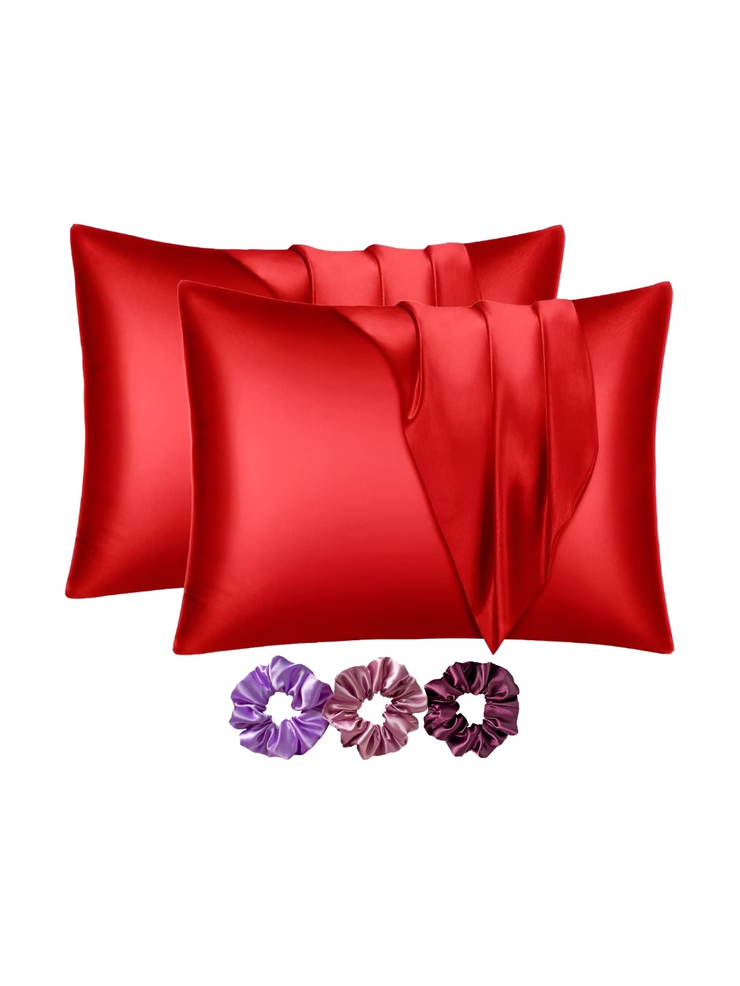 

DPK Red 2 Pieces Satin Rectangle Pillow Covers