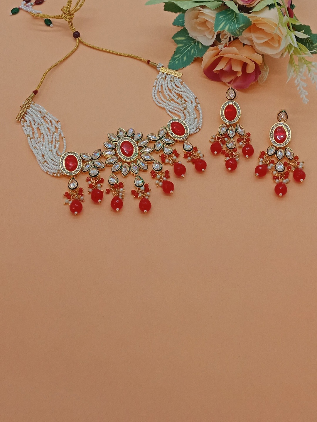 

AASHISH IMITATION Gold-Plated AD Studded Jewellery Set