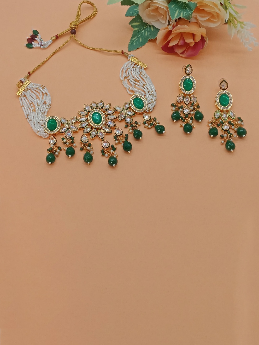 

AASHISH IMITATION Gold-Plated AD Studded Jewellery Set