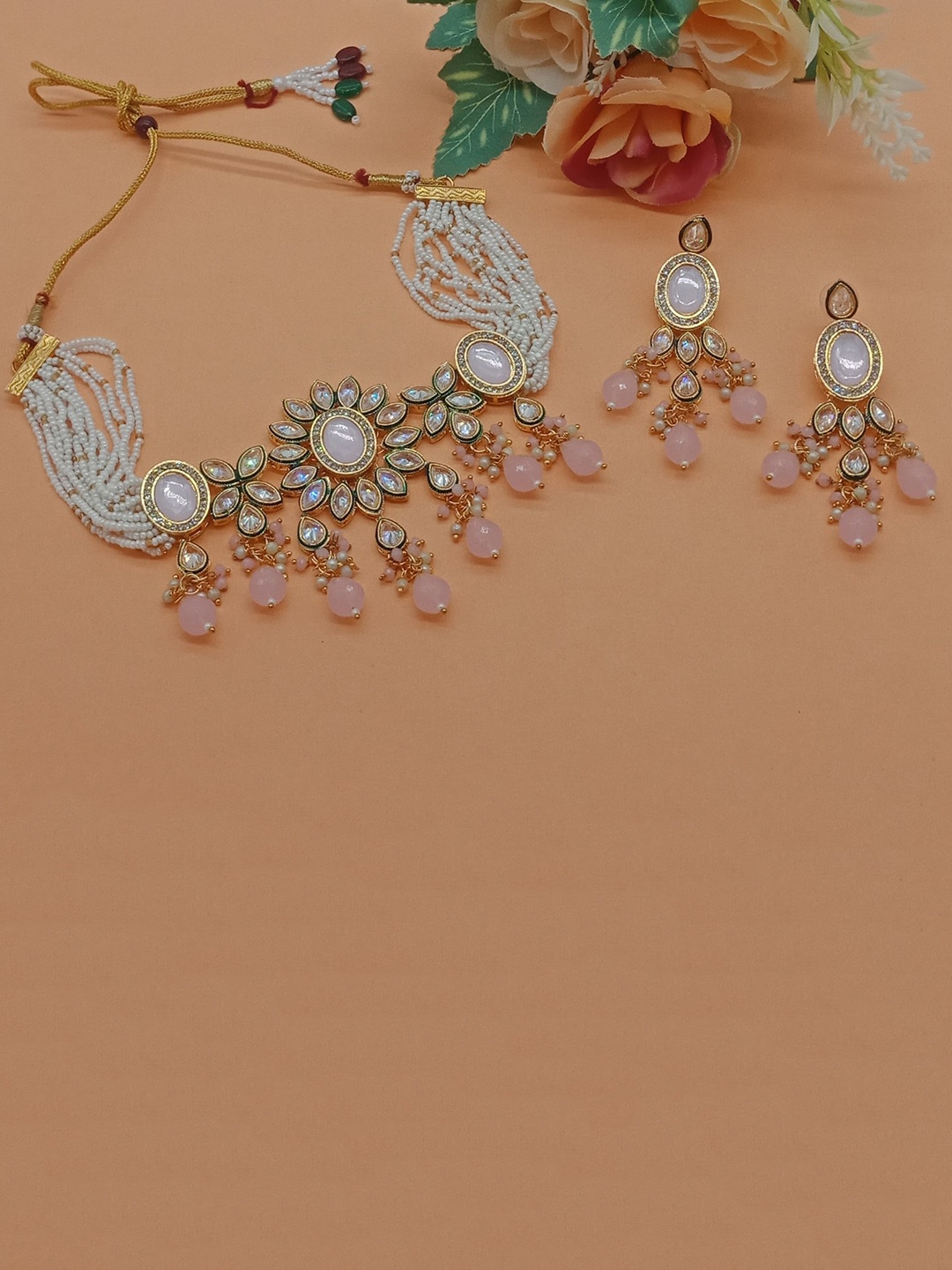 

AASHISH IMITATION Gold-Plated AD Studded Jewellery Set