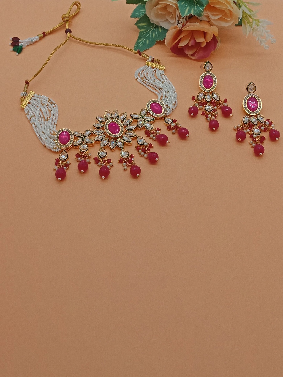 

AASHISH IMITATION Gold-Plated AD Studded Jewellery Set