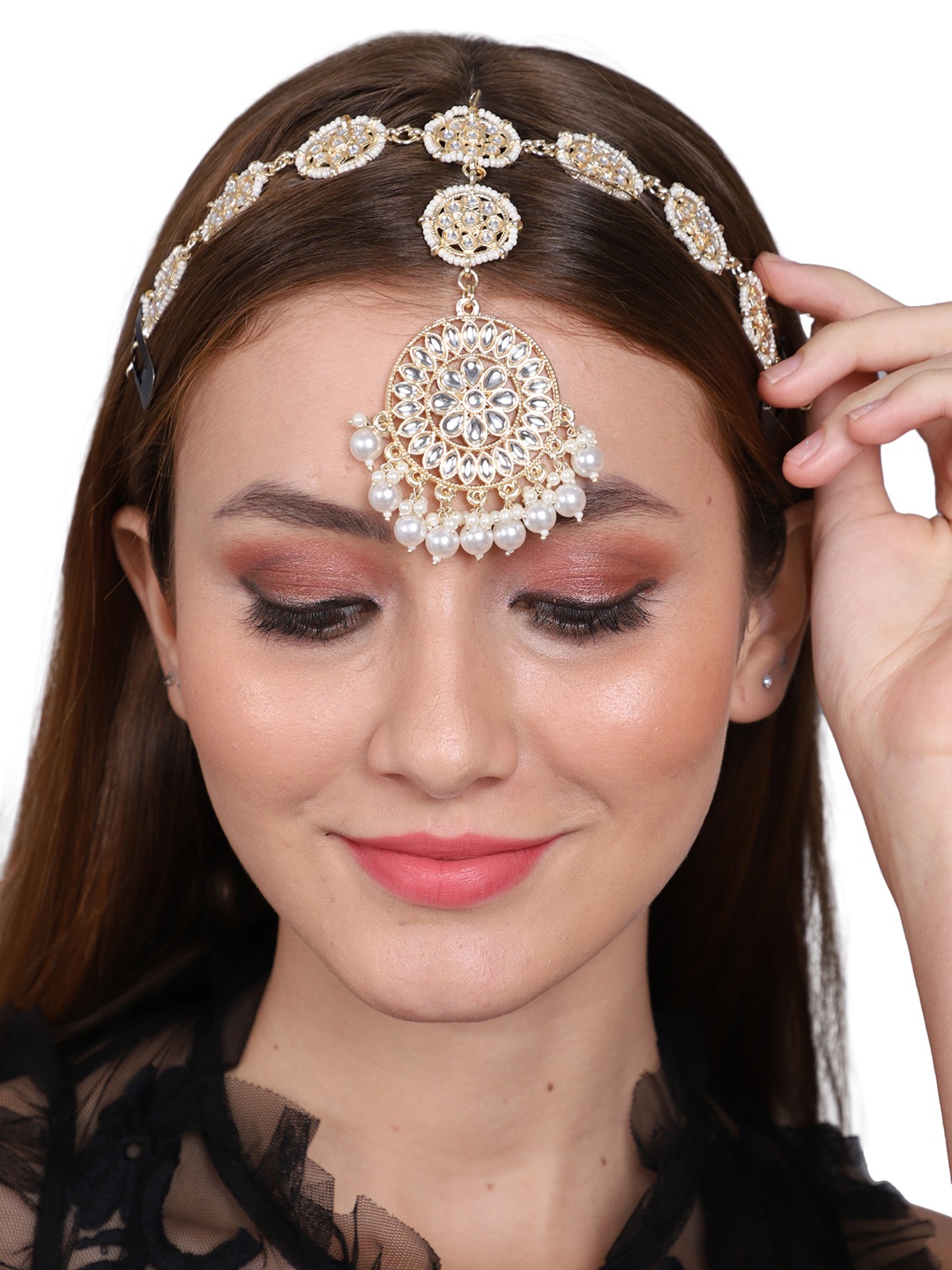 

Shining Diva Fashion Gold Plated Beaded Matha Patti