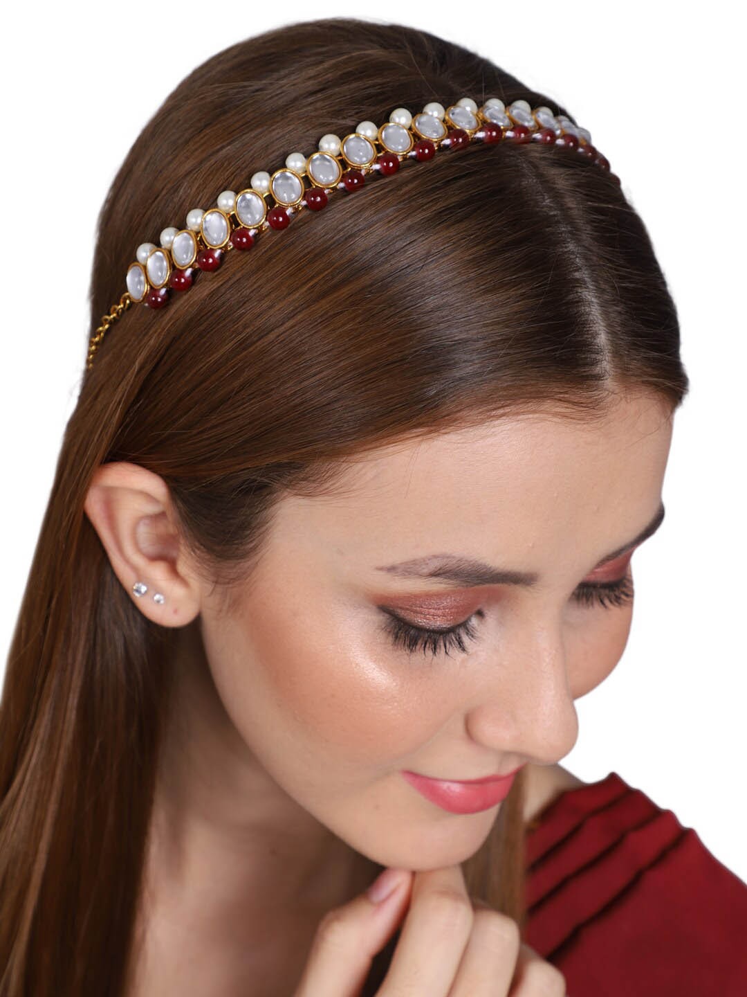 

Shining Diva Fashion Gold-Plated Beaded Mathapatti