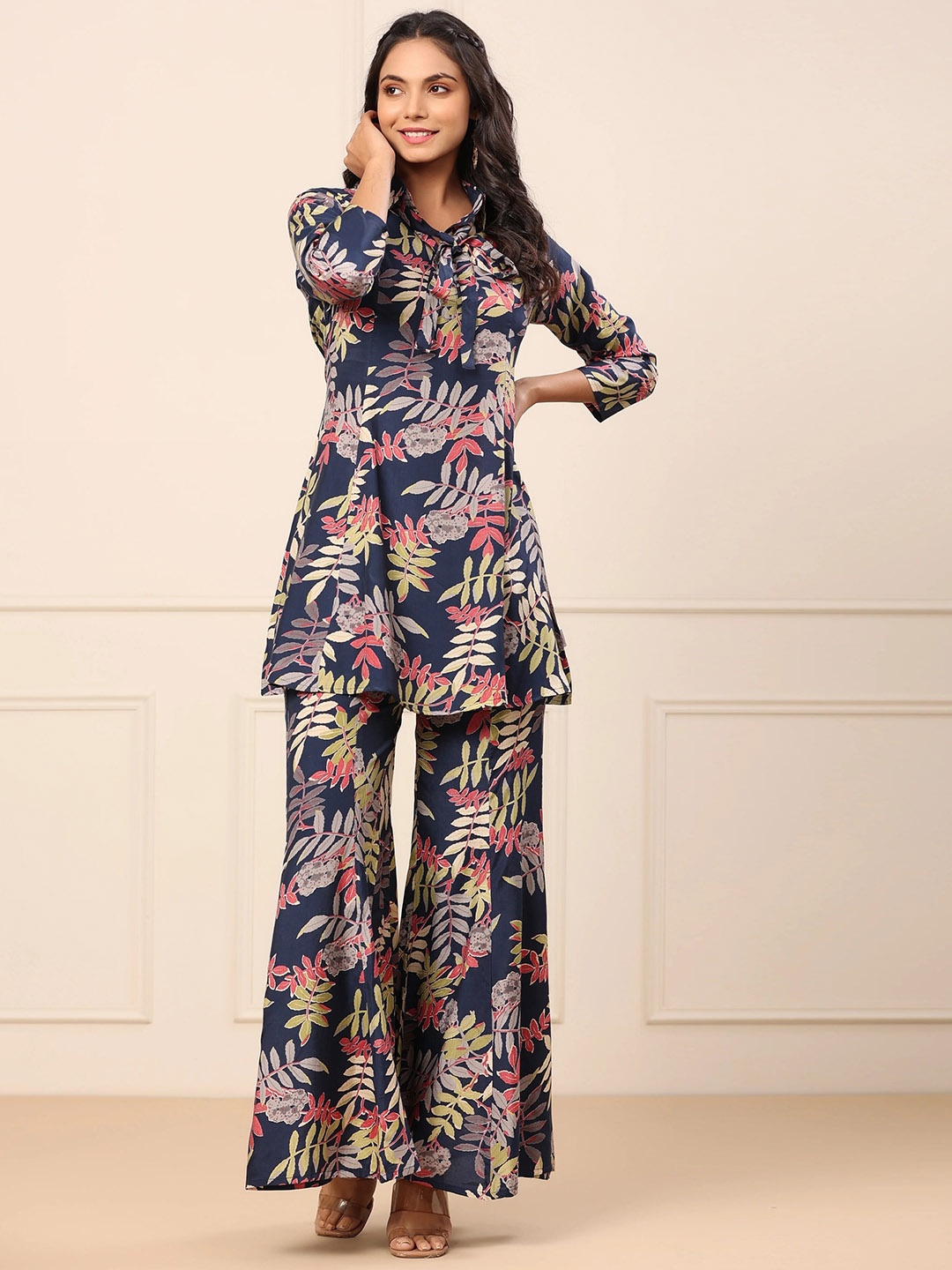 

BAESD Floral Printed Co-Ords Set, Navy blue