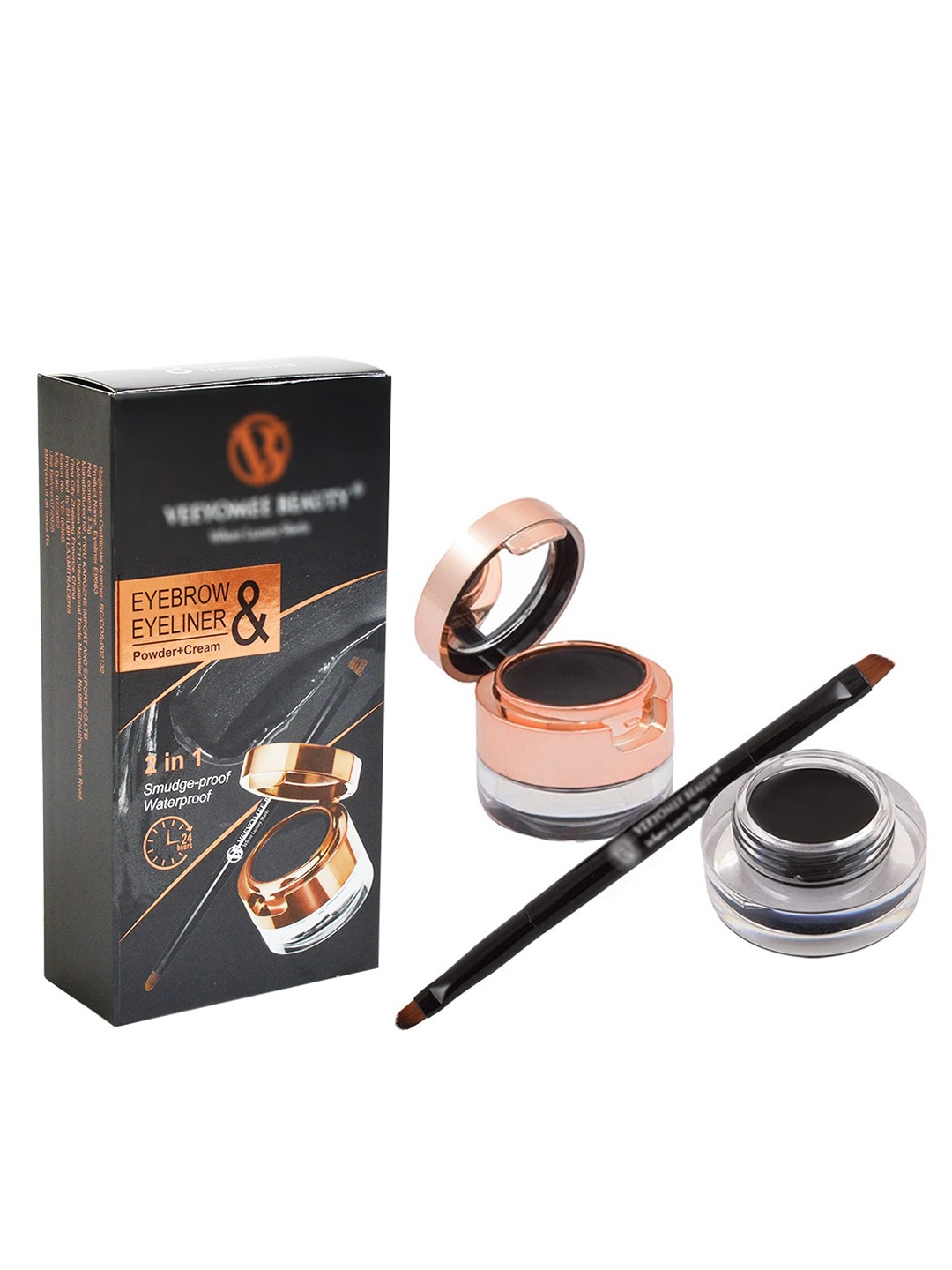 

Veeyomee Beauty 2-In-1 Eyebrow & Eyeliner Powder & Cream - 3.3g - Black