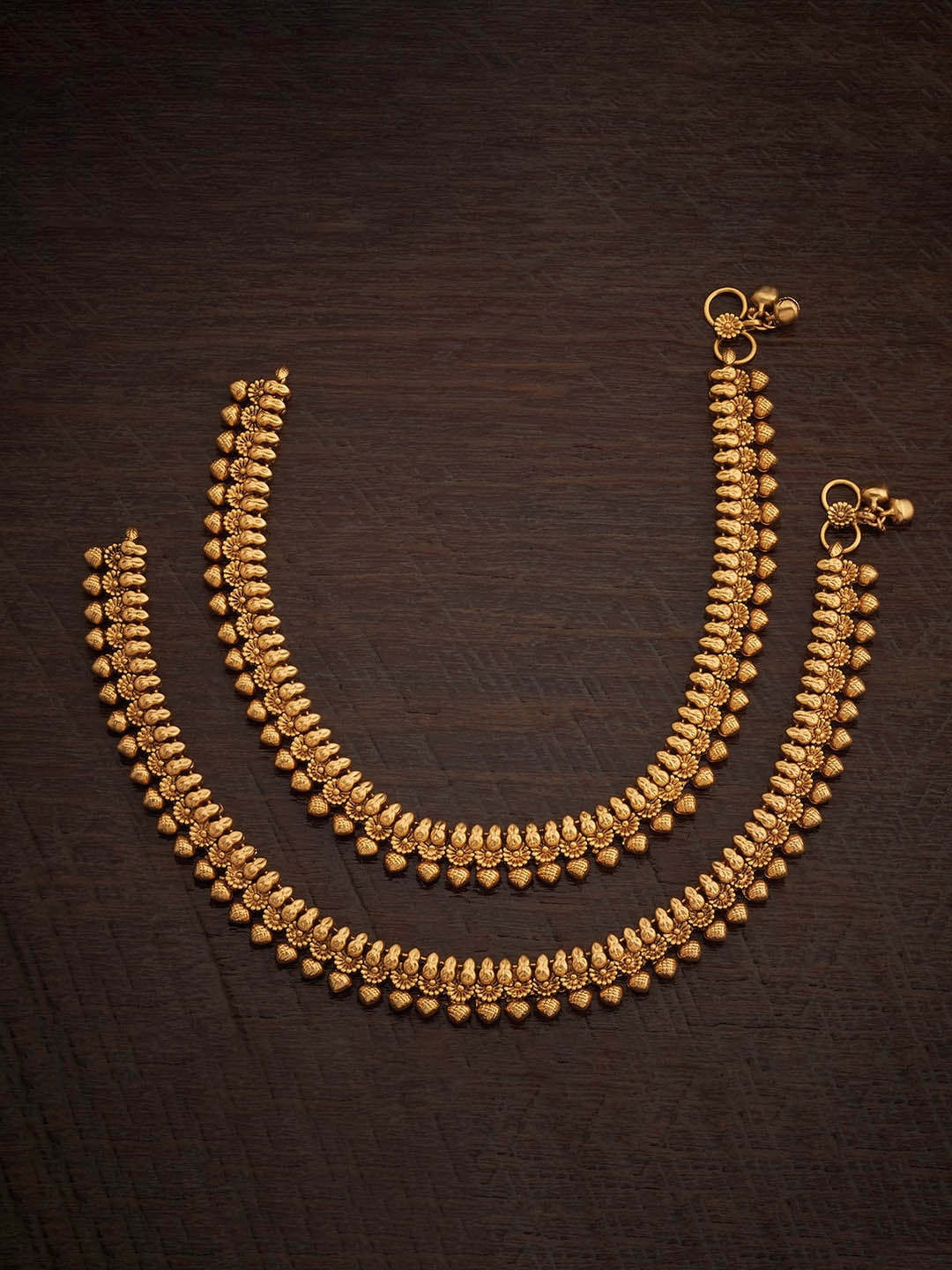 

Kushal's Fashion Jewellery Set of 2 Gold-Plated Anklets