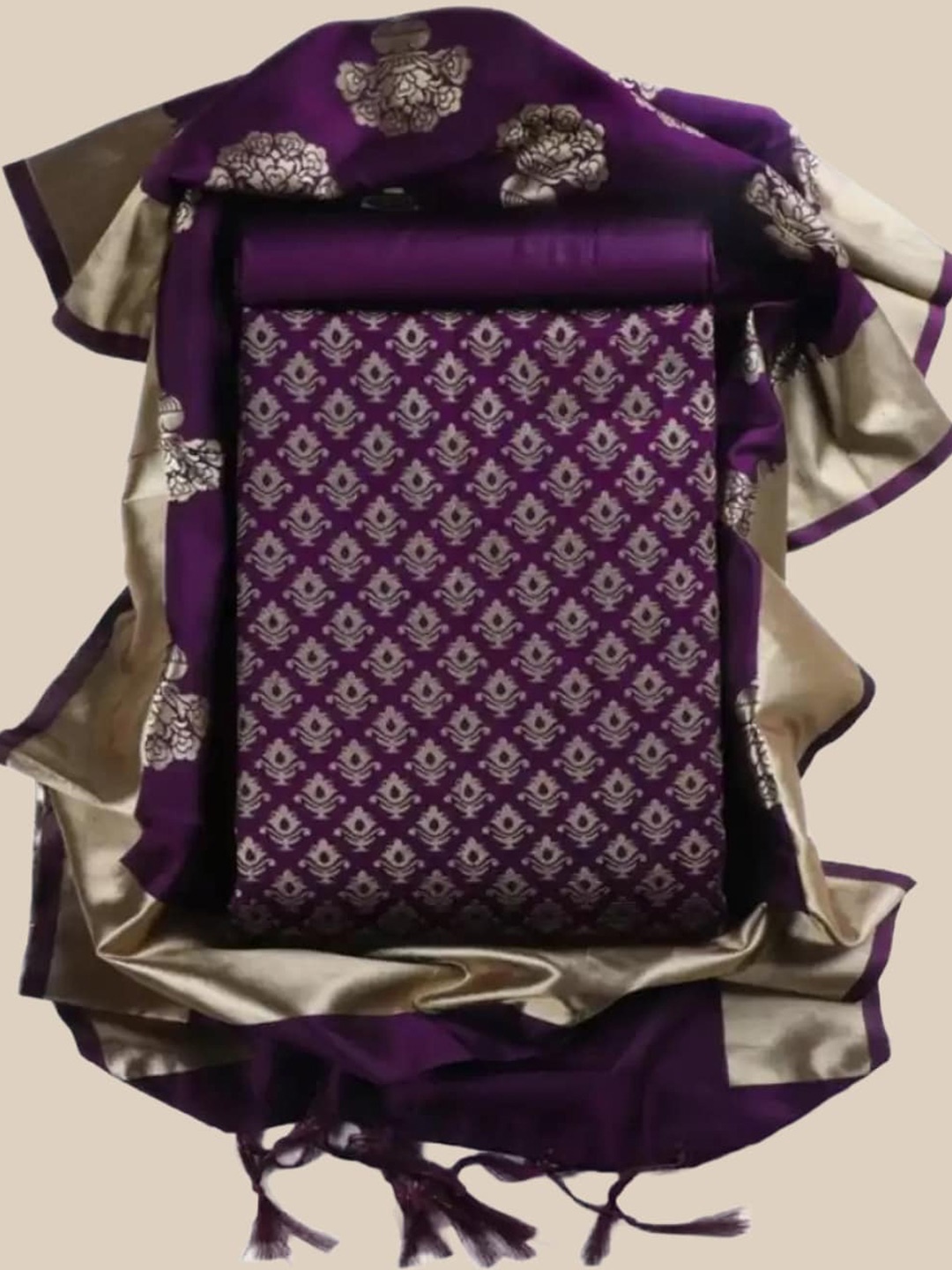 

KALINI Woven Design Jacquard Unstitched Dress Material, Purple