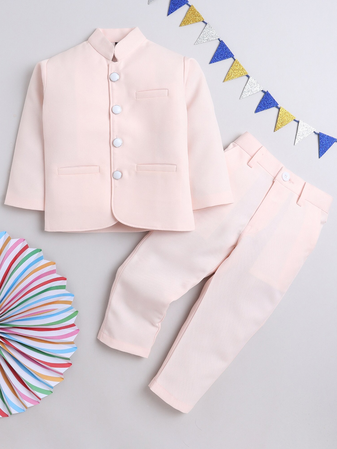 

BAESD Infant Boys Bandhgala 2 Piece Suit, Peach