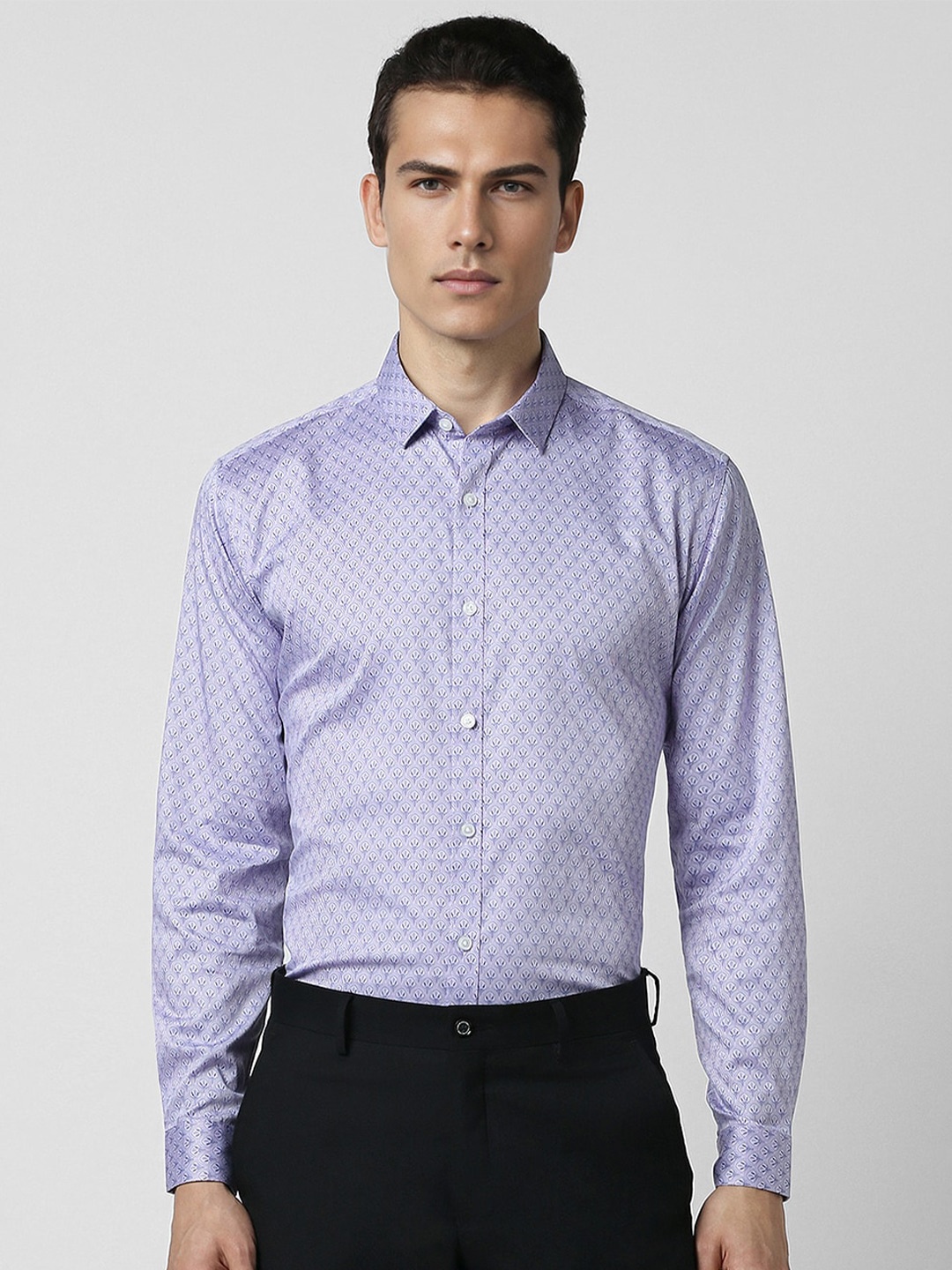 

V Dot Men Slim Fit Floral Printed Casual Shirt, Purple