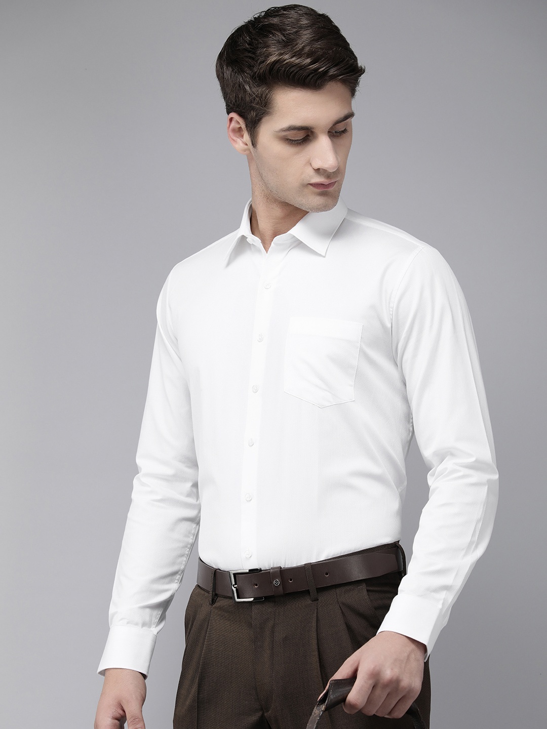 

Van Heusen Self Design Pure Cotton Formal Shirt, White