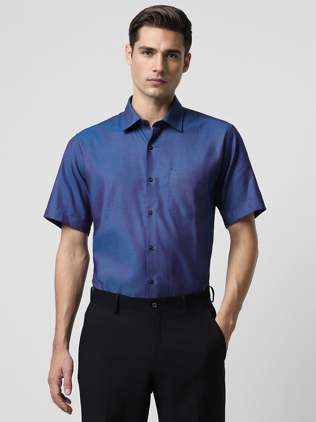 

Van Heusen Men Opaque Party Shirt, Blue