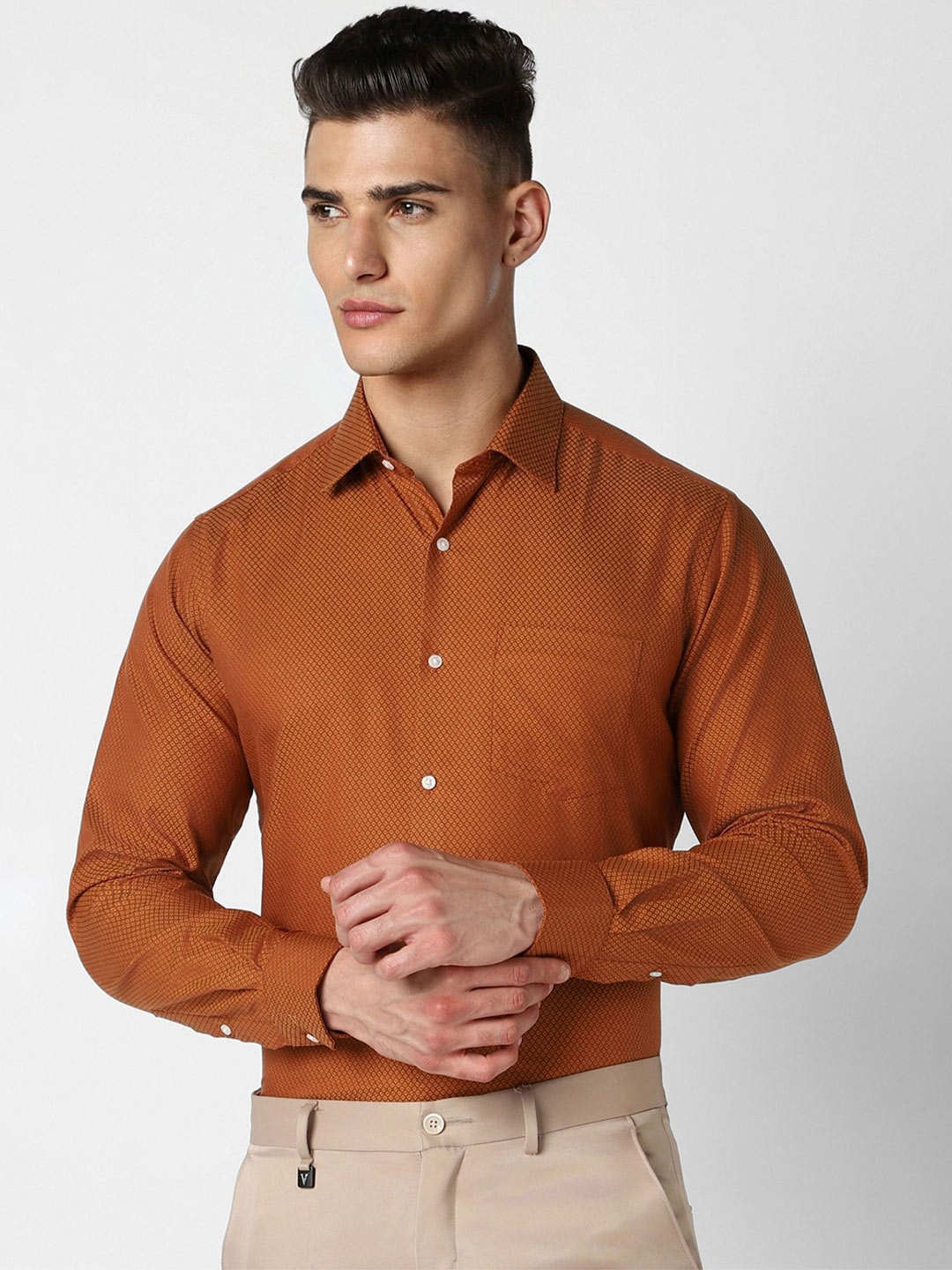 

Van Heusen Spread Collar Long Sleeves Cotton Regular Fit Formal Shirt, Orange