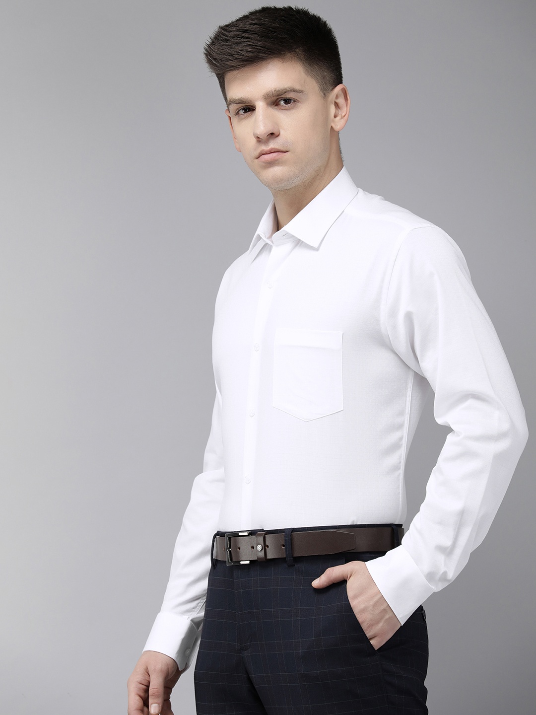 

Van Heusen Custom Fit Self Design Pure Cotton Formal Shirt, White