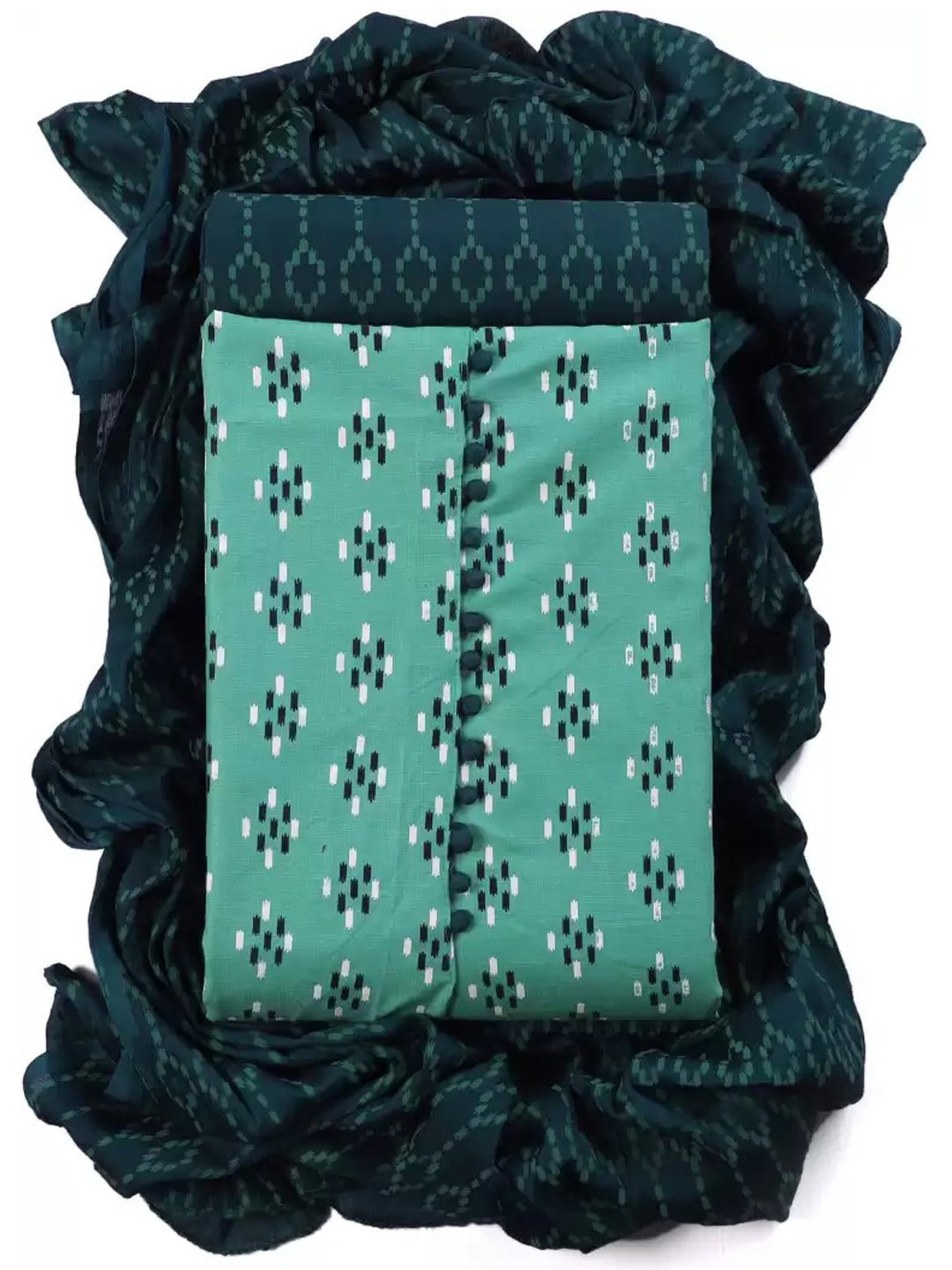 

Panzora Cotton Printed Unstitched Dress Material, Blue