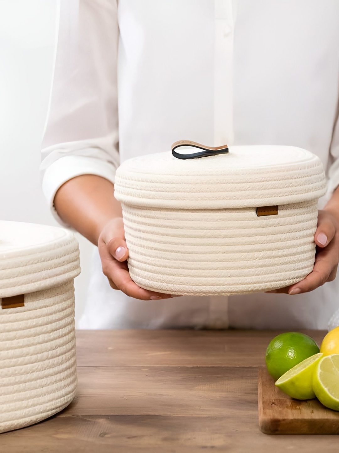 

Bajo's White 2 Pieces Self Design Bamboo Multi-Utility Organisers