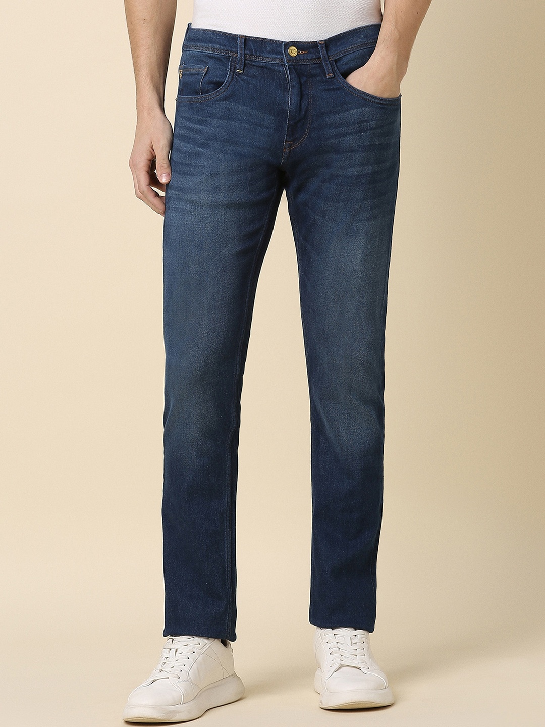 

Allen Solly Men Slim Fit Mid-Rise Light Fade Clean Look Stretchable Jeans, Navy blue