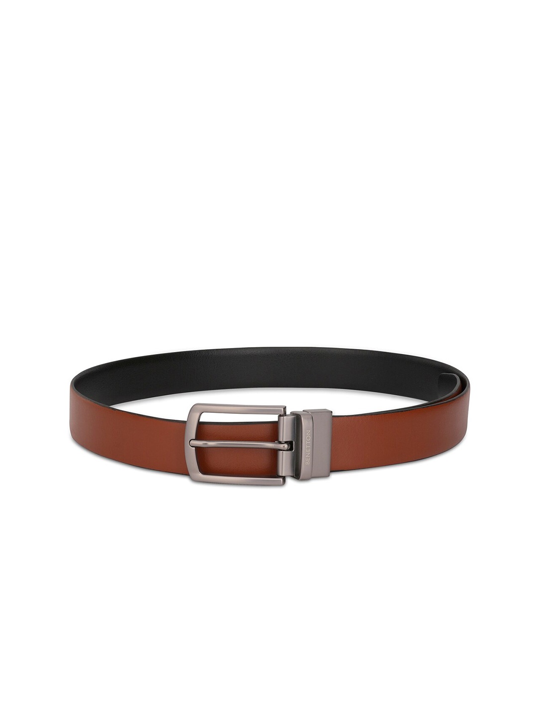 

United Colors of Benetton Men Leather Reversible Belt, Tan