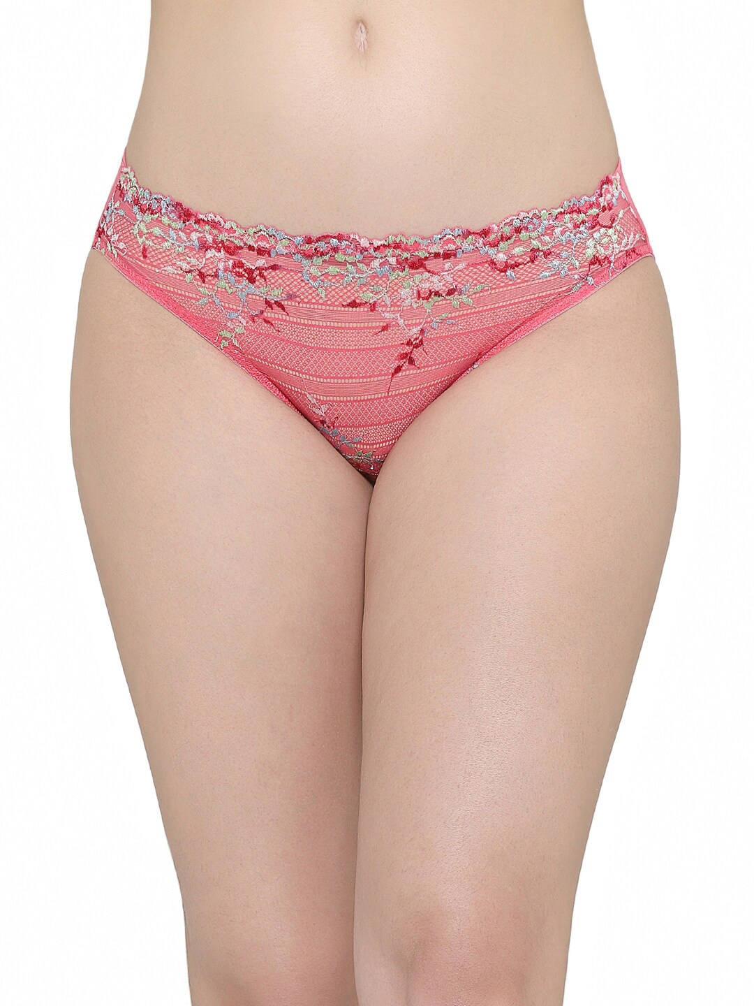 

Wacoal Women Floral Embroidered Lace Low-Rise Bikini Briefs, Pink