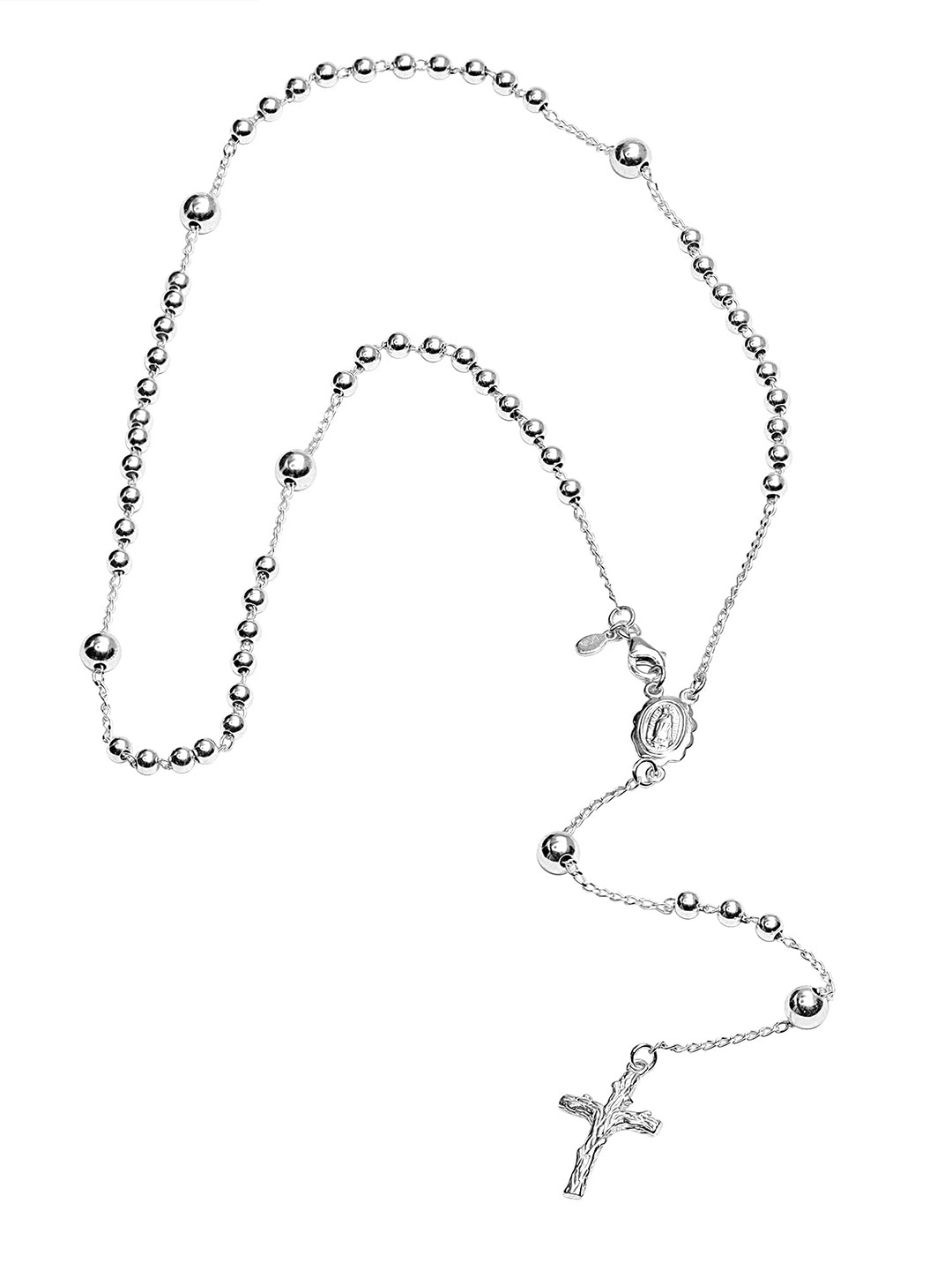 

LeCalla Unisex 925 Sterling Silver Rhodium-Plated Beaded Necklace