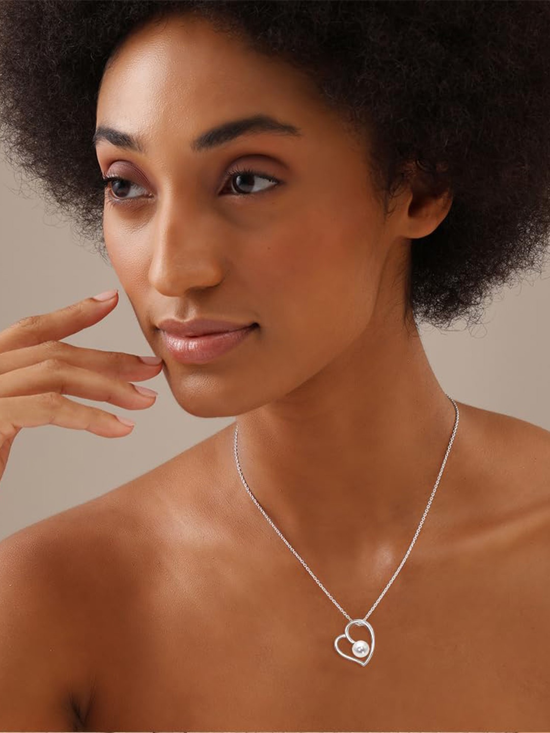 

LeCalla Sterling Silver Plated Open Heart Pendant Minimal Necklace