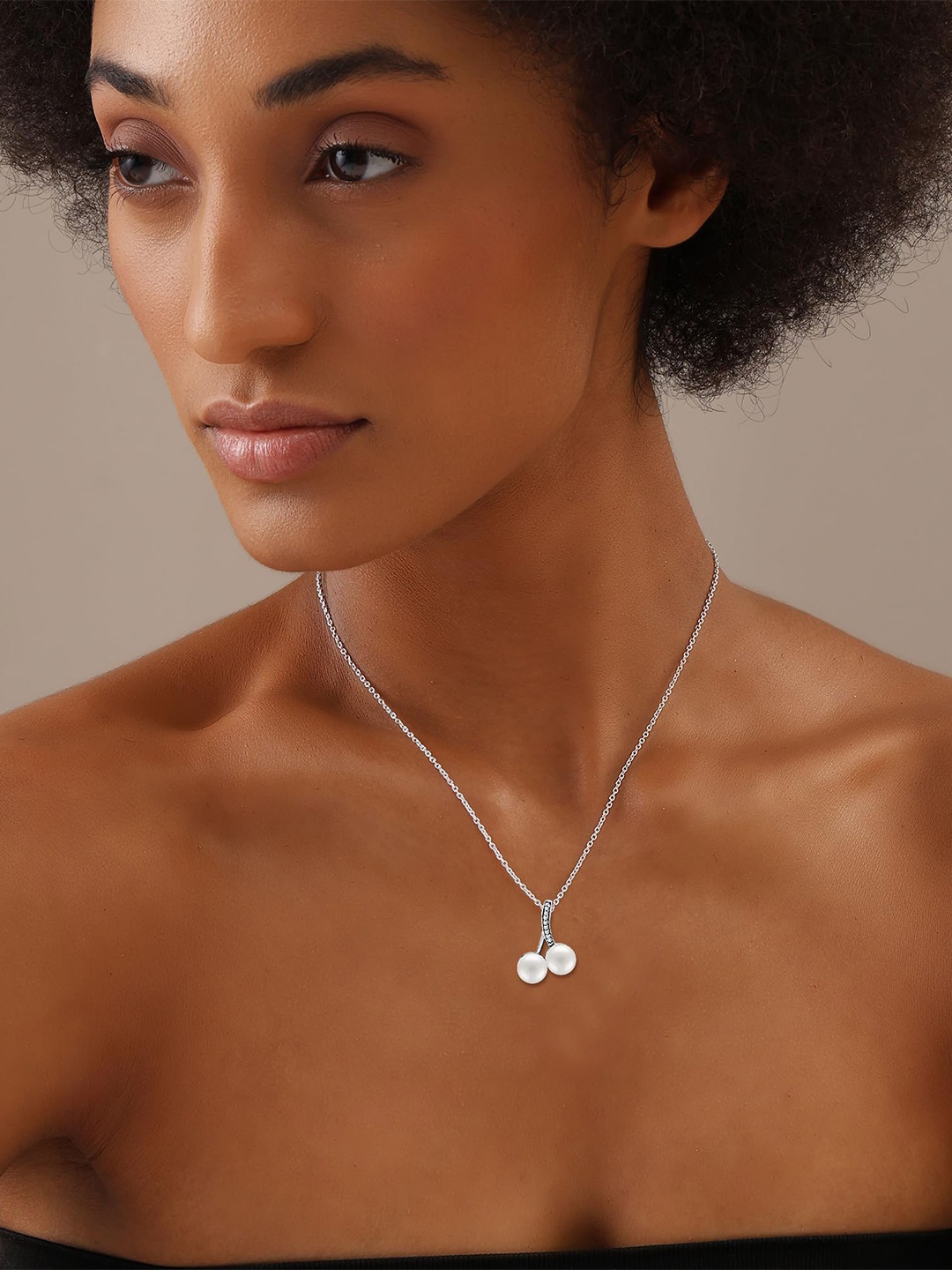 

LeCalla Sterling Silver Rhodium-Plated Cherry Pendant Minimal Necklace