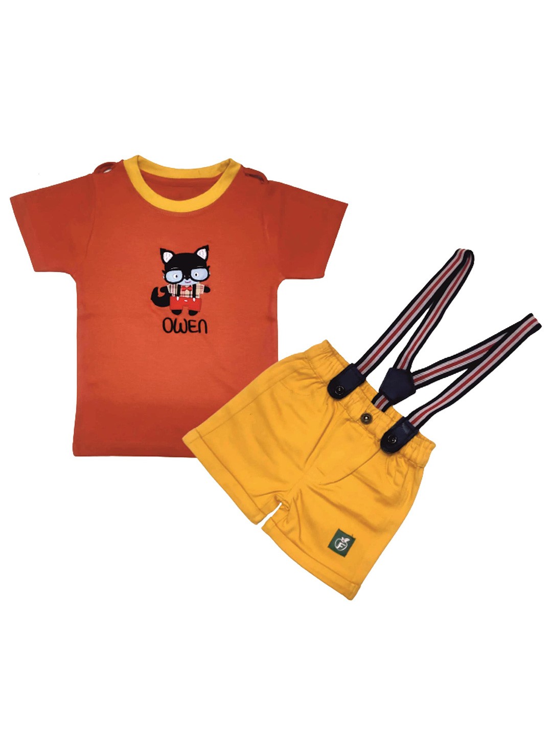 

BAESD Boys Pure Cotton T-shirt With Shorts With Suspenders, Orange