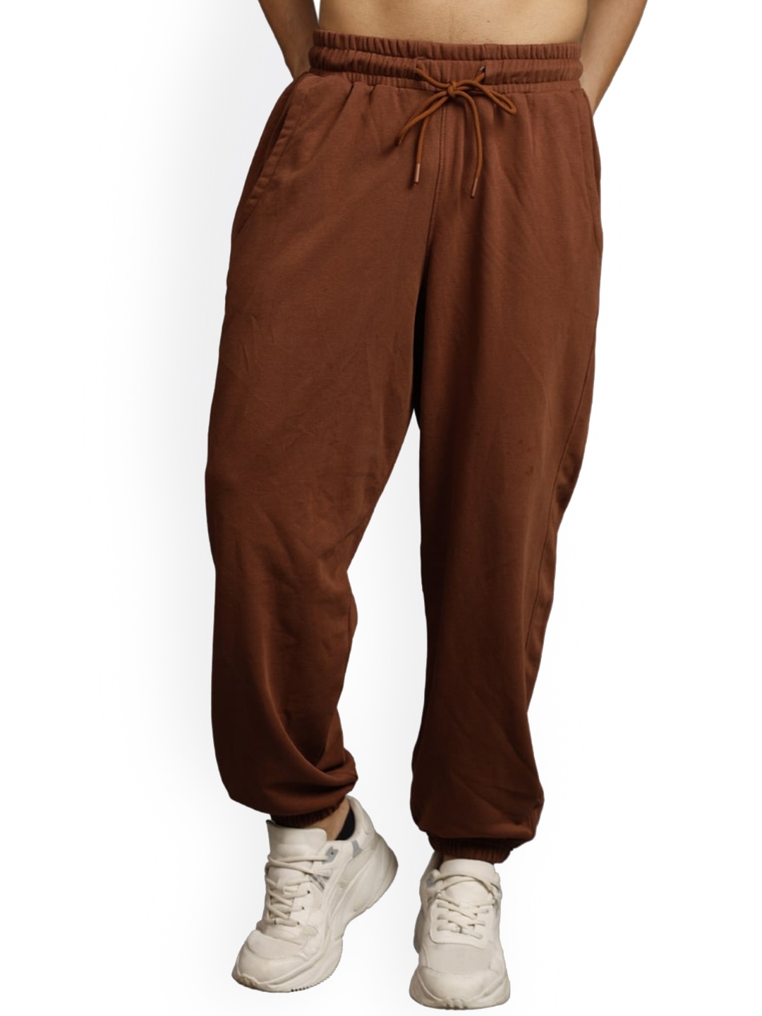 

PRONK Men Mid-Rise Loose Fit Cotton Joggers, Brown