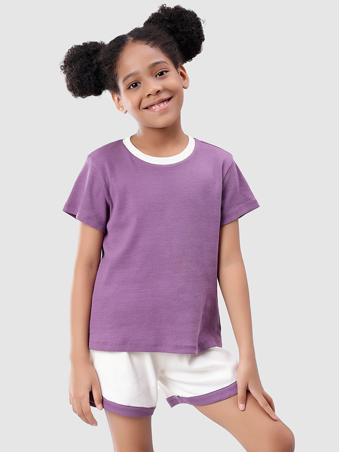 

Nimble Girls Ribbed Top and Trousers, Purple