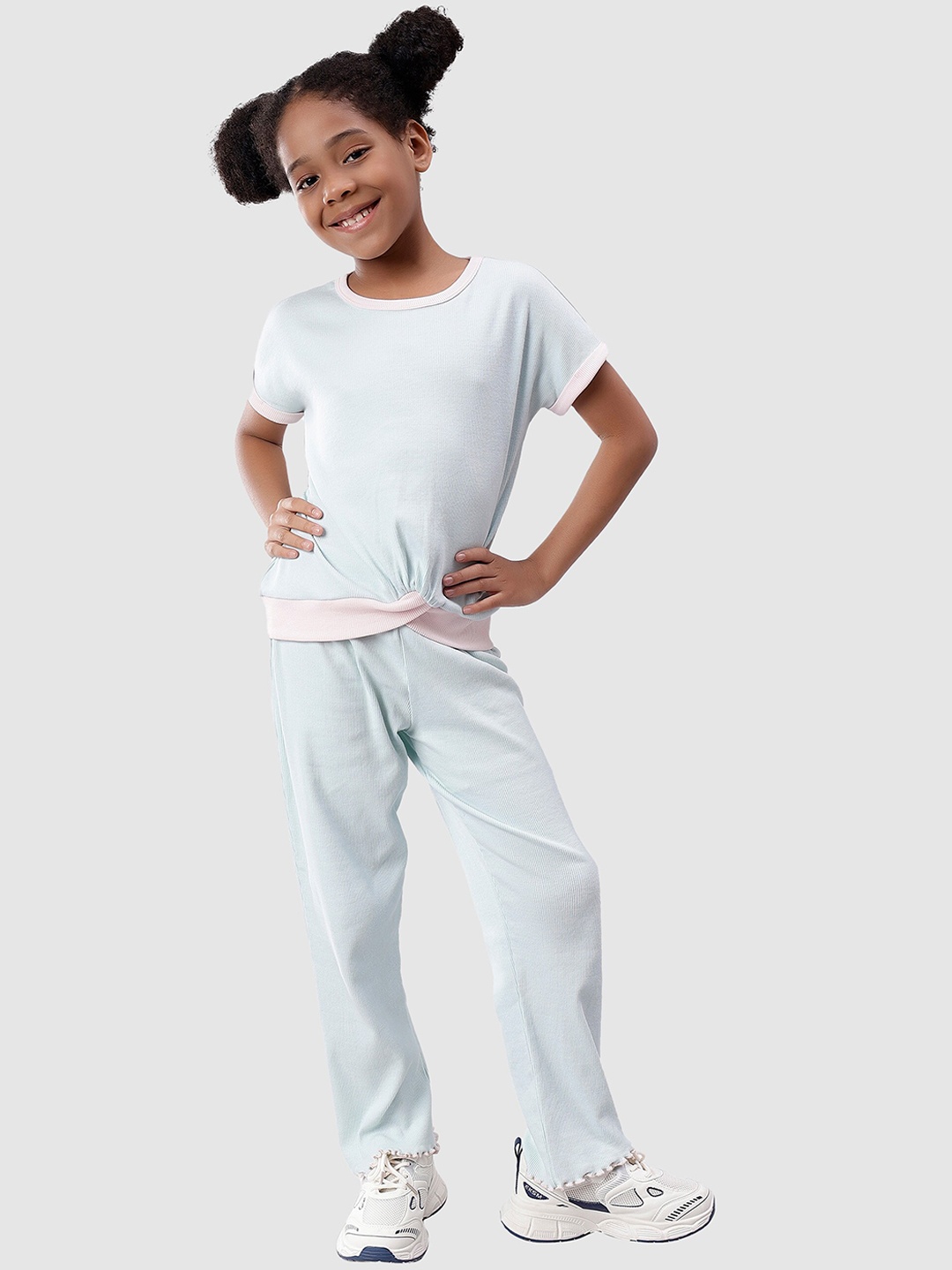 

Nimble Girls Ribbed Top and Trousers, Blue