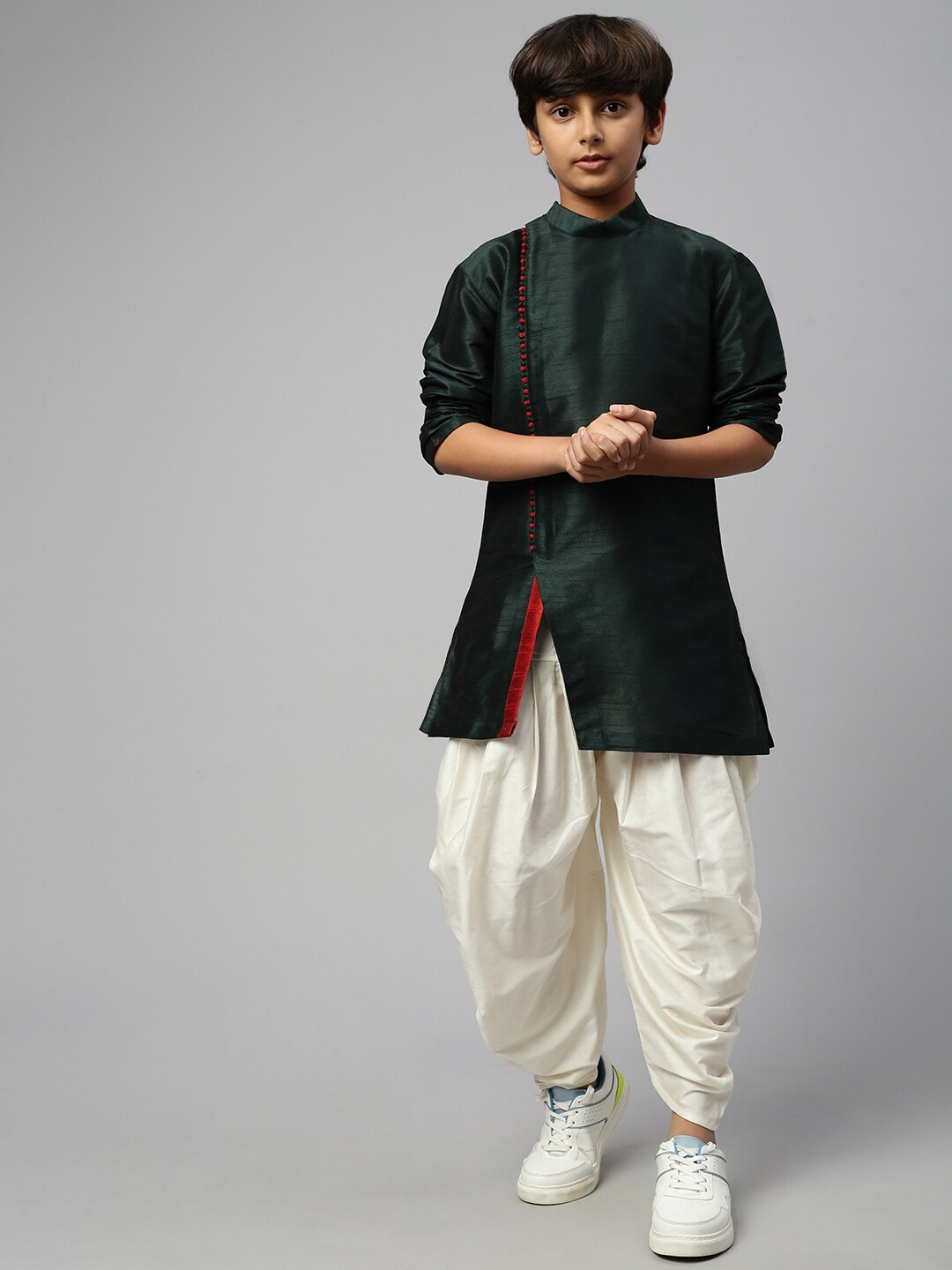 

Sangria Boys Straight Kurta With Dhoti Pant, Green