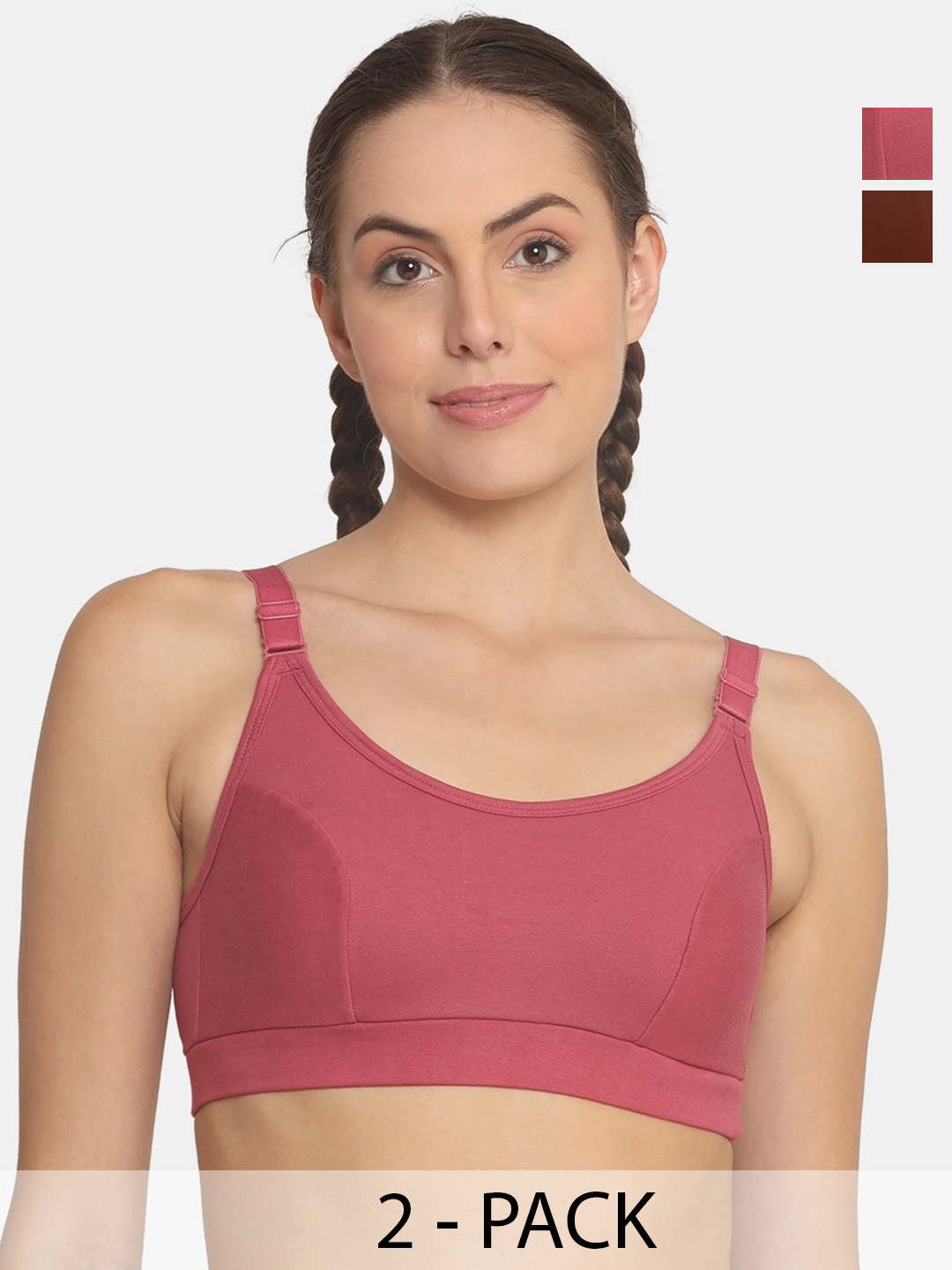 

POOJA RAGENEE Pack Of 2 Full Coverage All Day Comfort Cotton T-shirt Bra, Pink