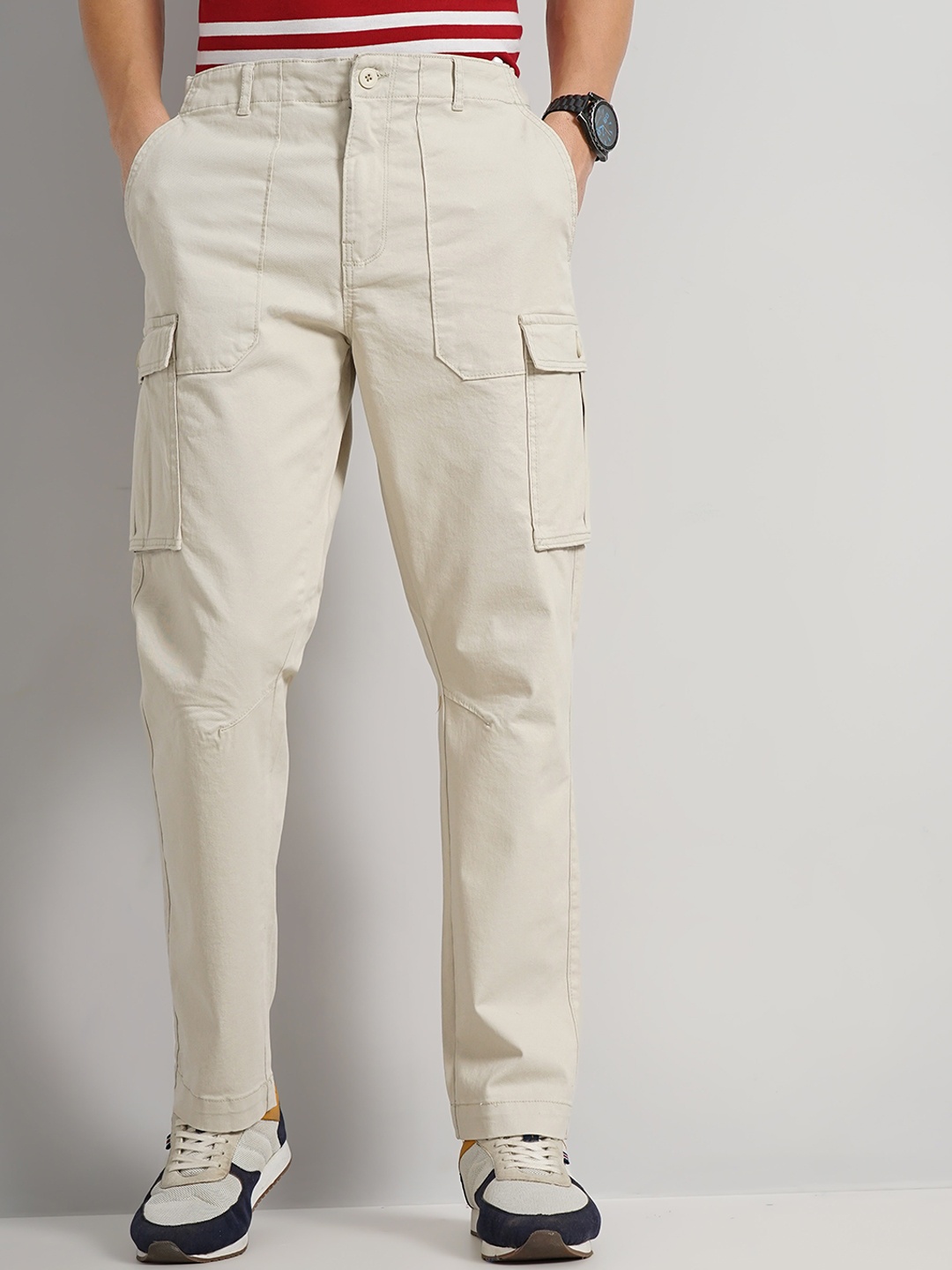 

Celio Men Regular Fit Cotton Cargos Trouser, Beige