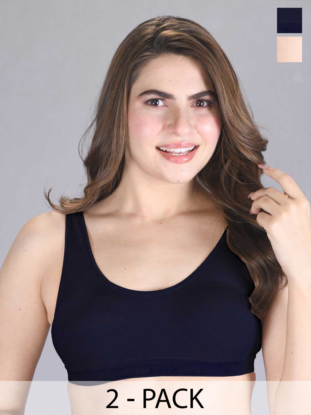 

LUX VENUS Pack Of 2 Full Coverage Non Padded Cotton Workout Bra With All Day Comfort, Tan