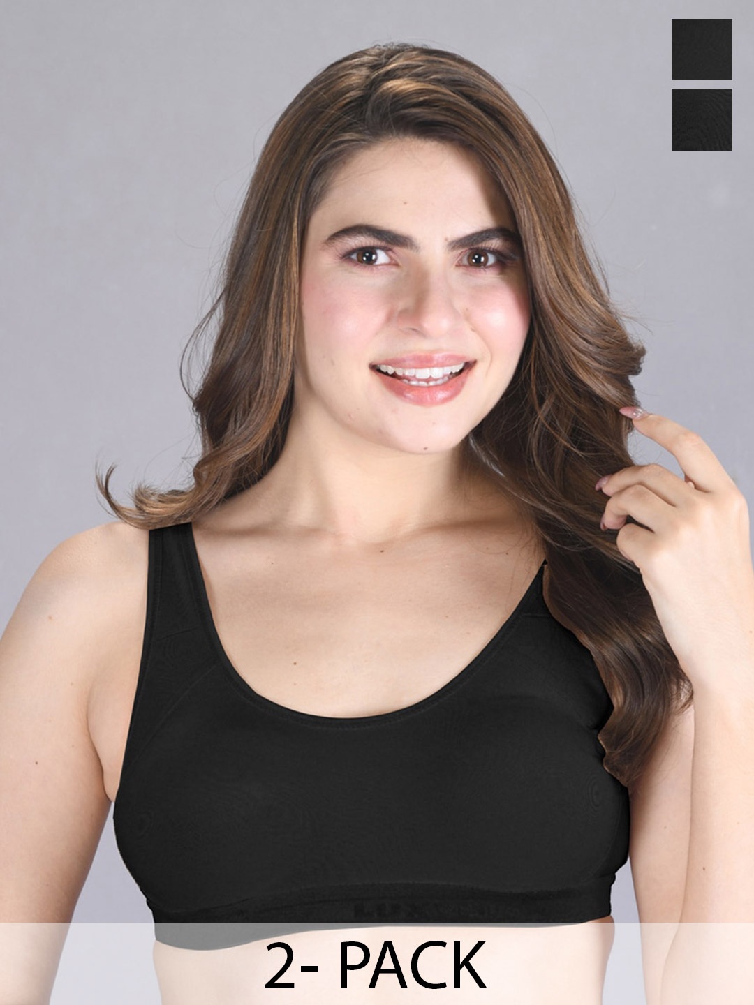 

LUX VENUS Pack Of 2 Full Coverage Pure Cotton Bra All Day Comfort, Black