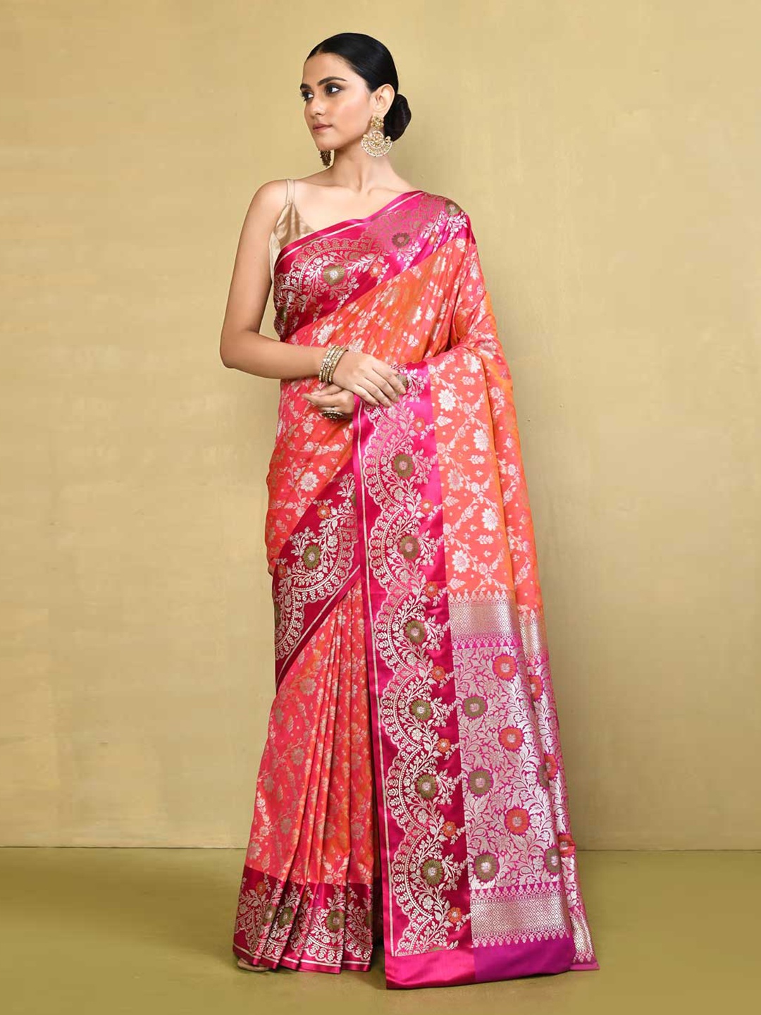 

Rasm by Muskaan Woven Design Zari Banarasi Saree, Pink