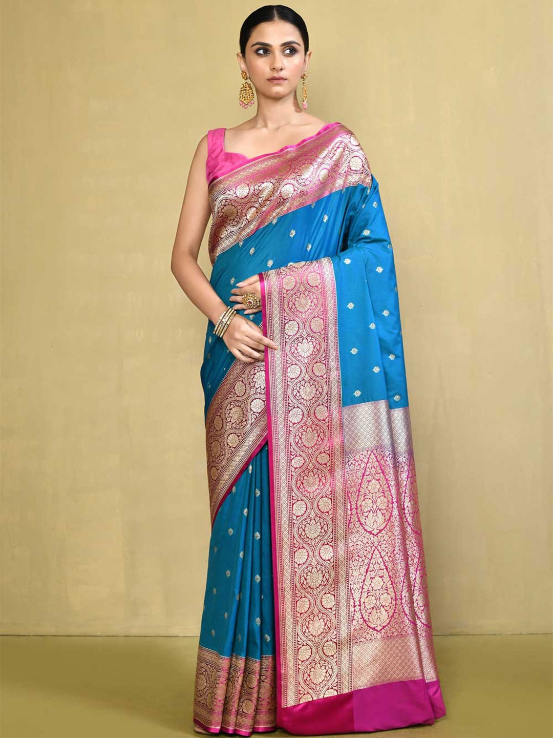 

Rasm by Muskaan Woven Design Zari Banarasi Saree, Blue