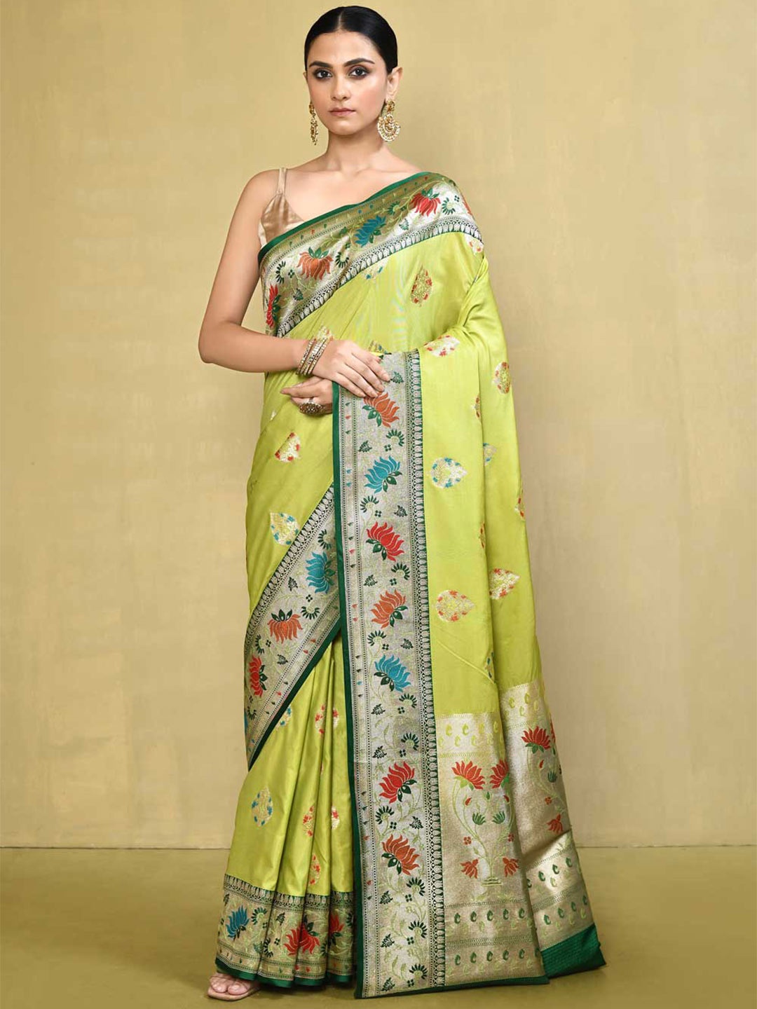 

Rasm by Muskaan Woven Design Zari Banarasi Saree, Green