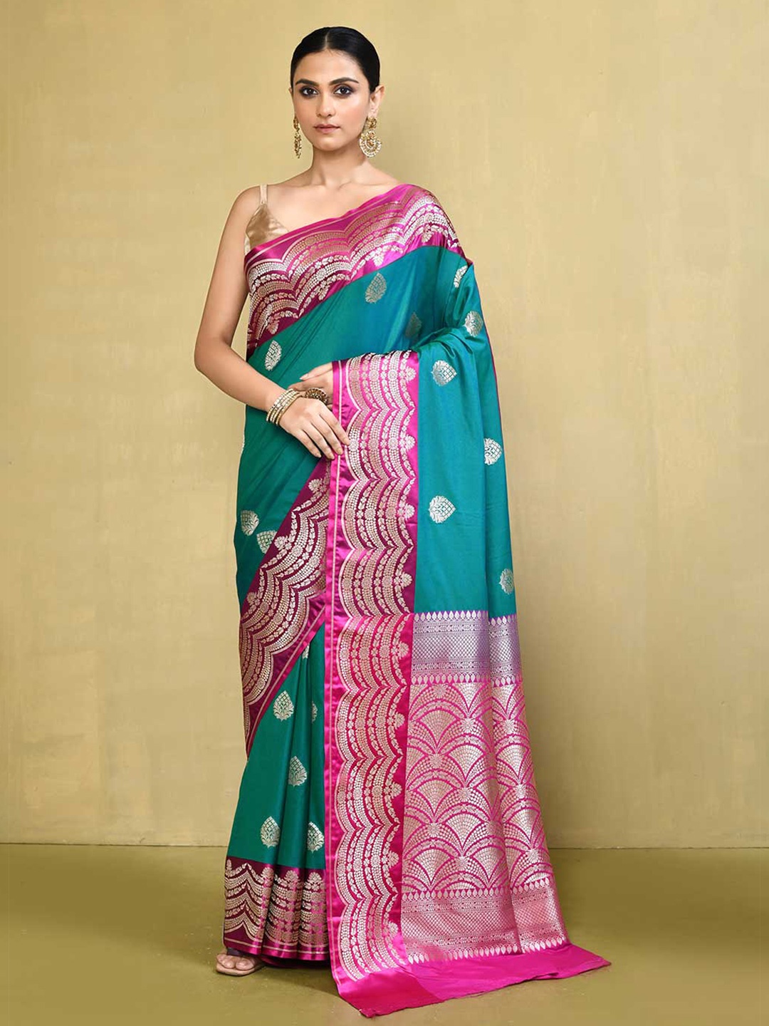 

Rasm by Muskaan Woven Design Zari Banarasi Saree, Blue