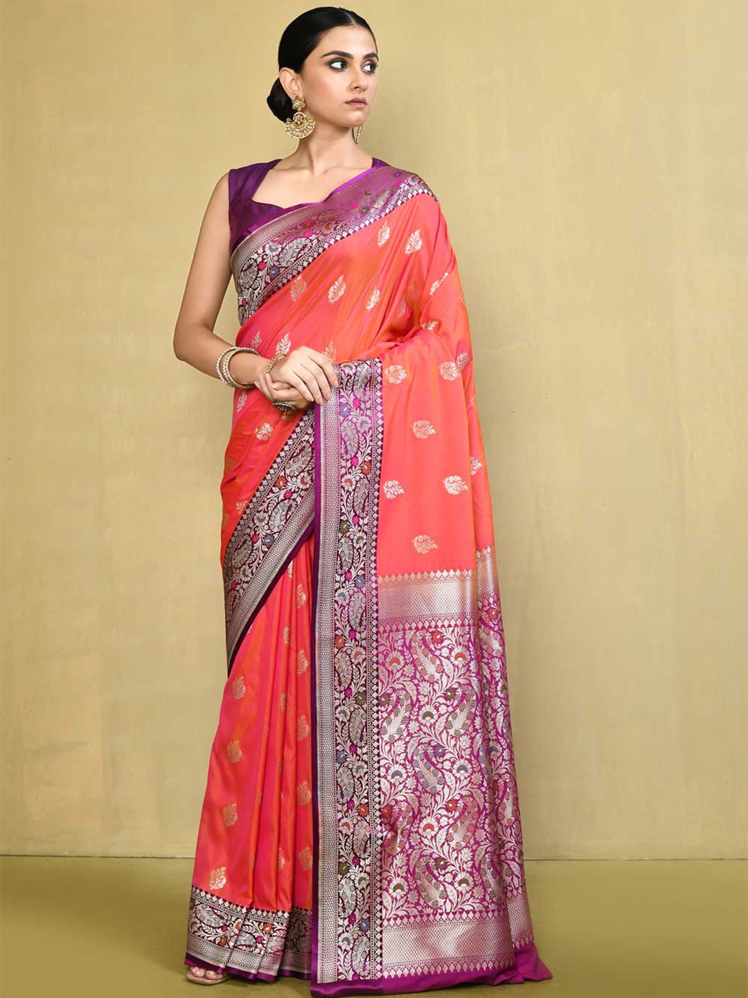 

Rasm by Muskaan Woven Design Zari Banarasi Saree, Orange