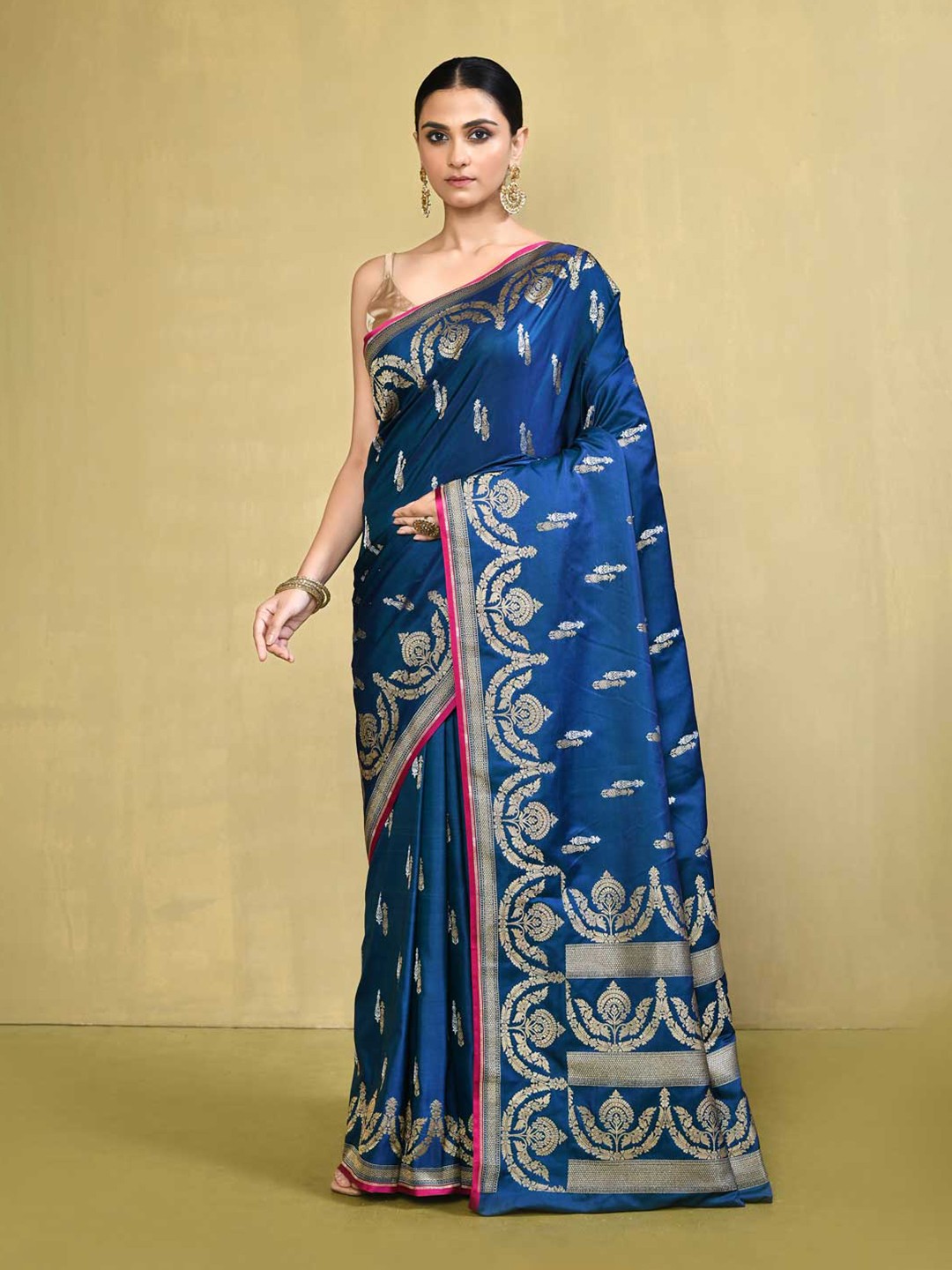 

Rasm by Muskaan Woven Design Zari Banarasi Saree, Blue
