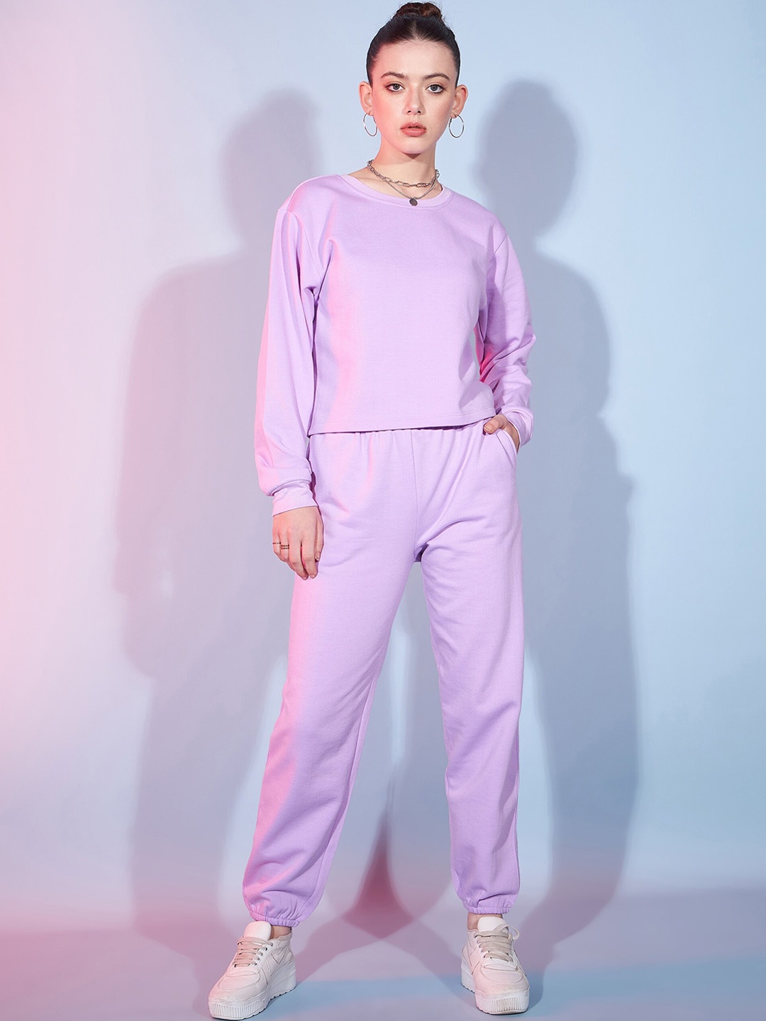 

DressBerry Lavender Round Neck Long Sleeves Sweatshirt With Trousers