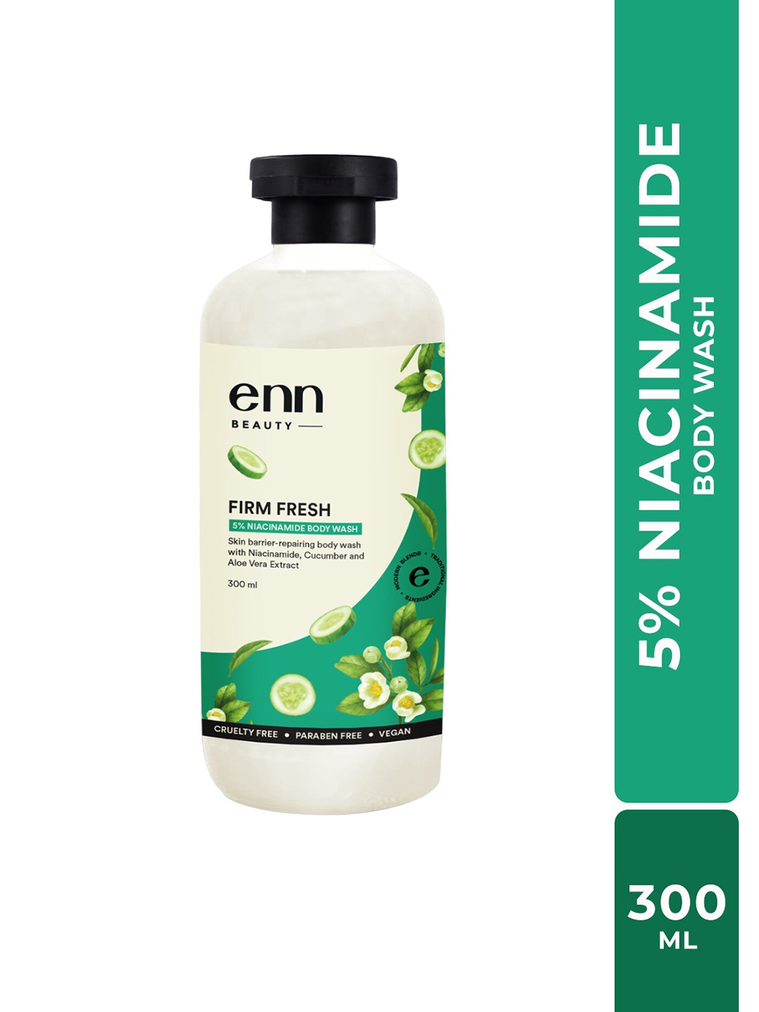 

ENN 5% Niacinamide Brightening Body Wash for Glowing & Hydrated Skin with Loofah - 300ml, White