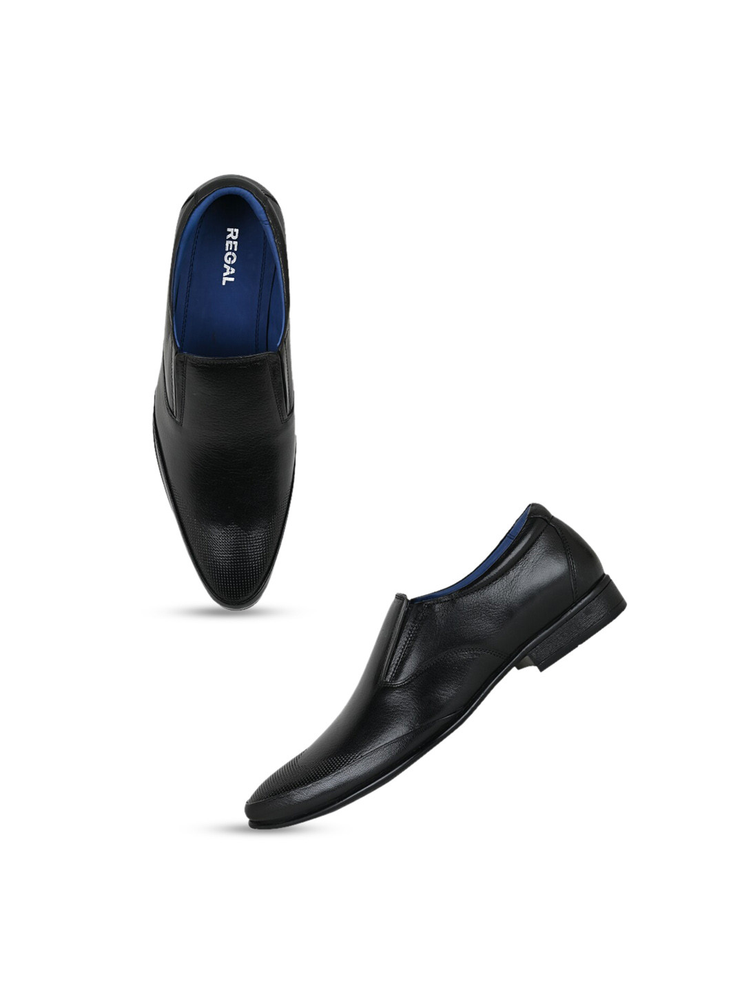 

Regal Men Textured Leather Formal Slip-On Shoes, Black