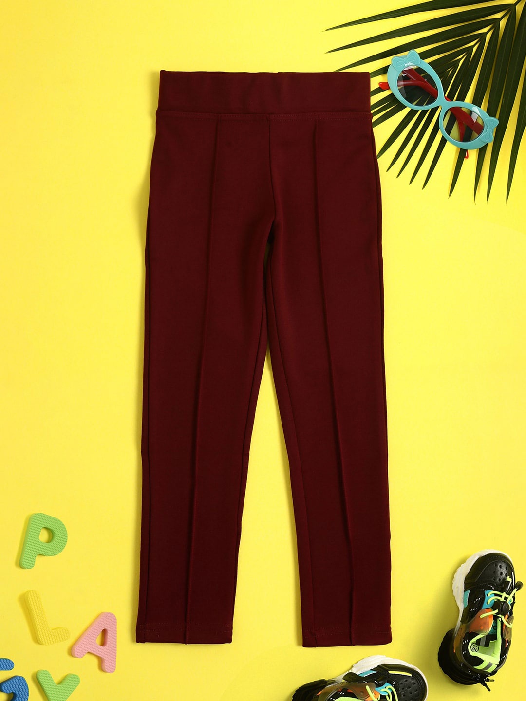 

V-Mart Girls Regular Fit Cotton Jeggings, Maroon