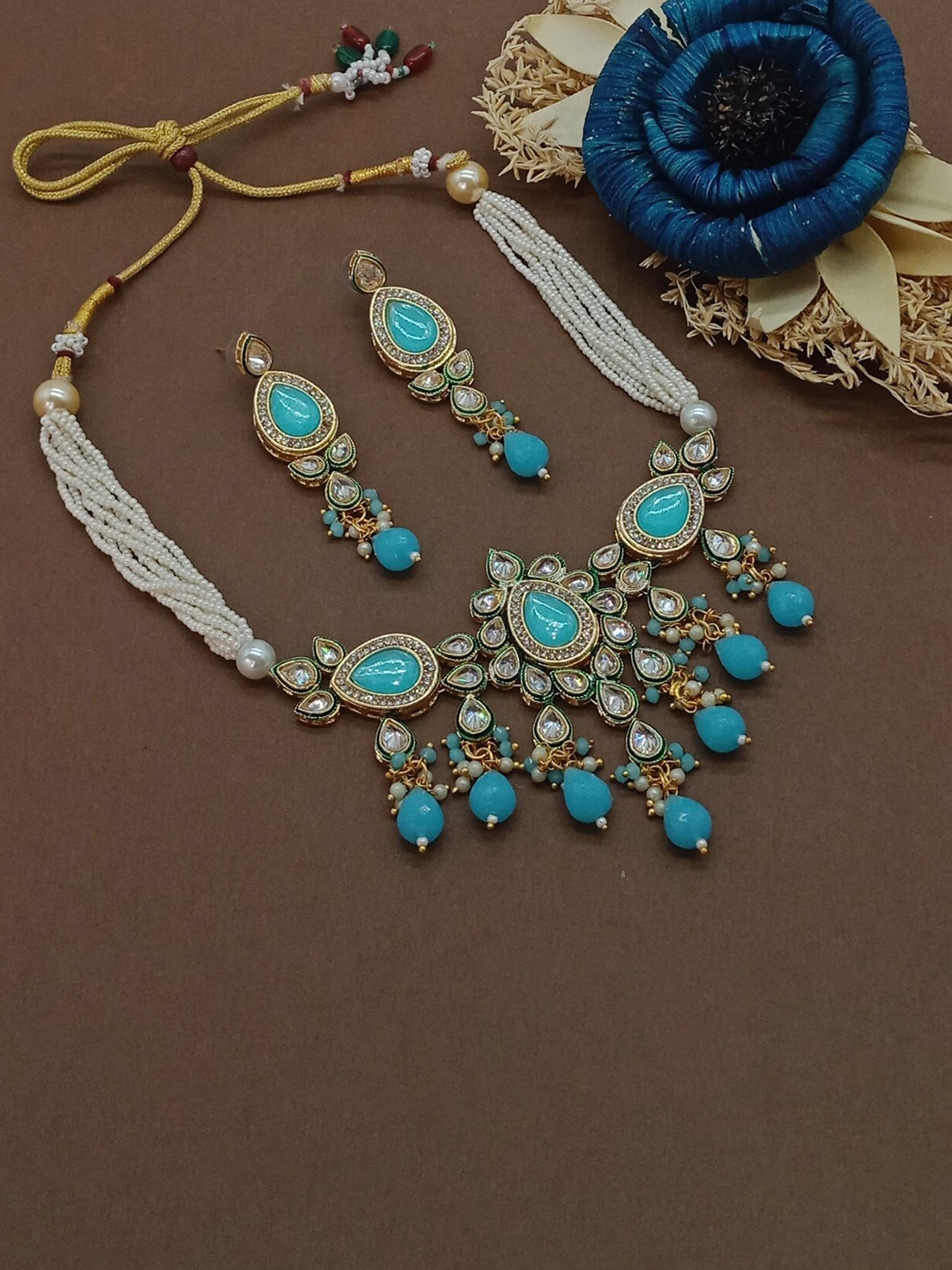 

AASHISH IMITATION Gold-Plated American Diamond Stone-Studded Jewellery Set