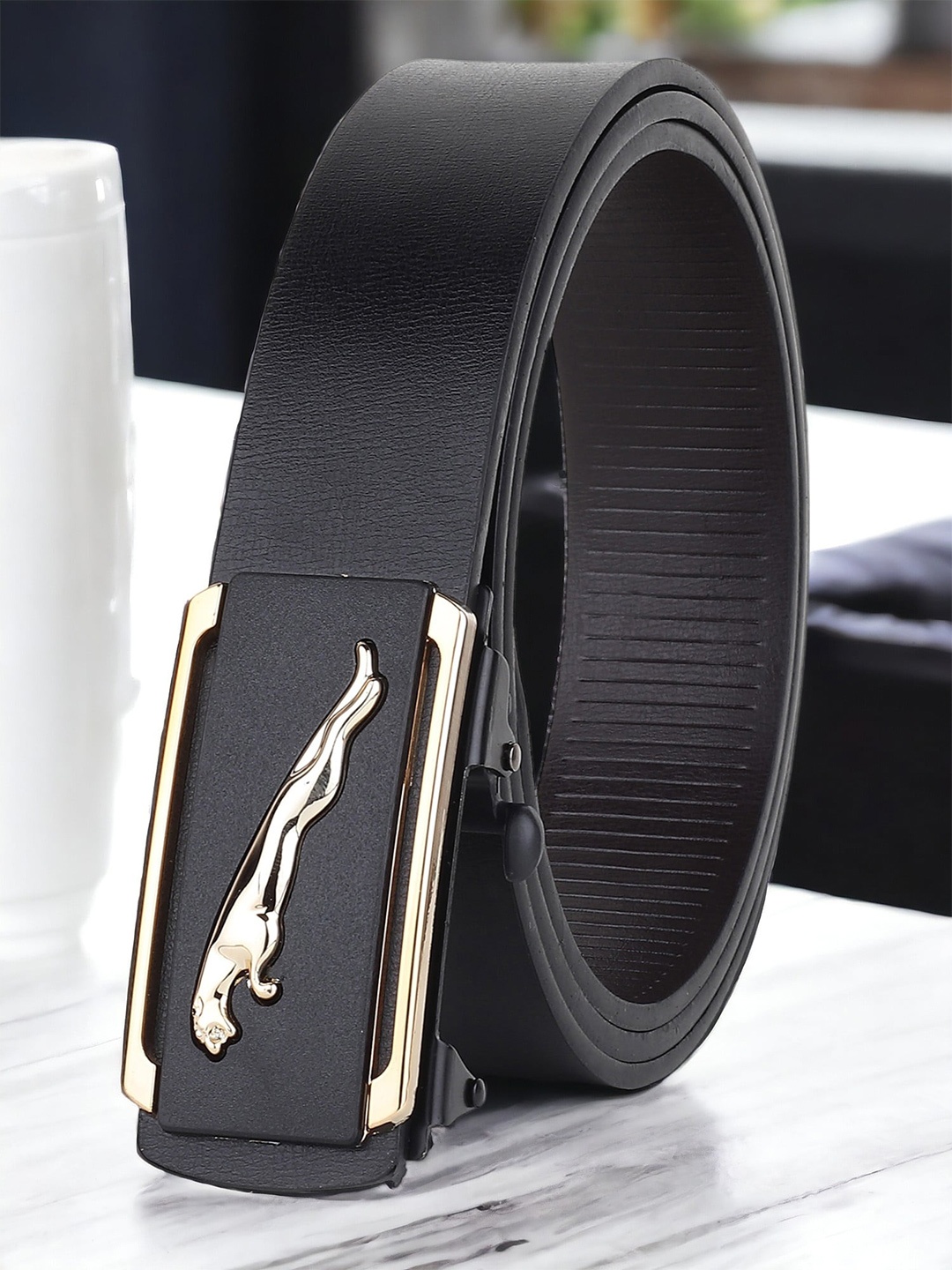 

ZORO Men Textured Stretchable Belt, Black