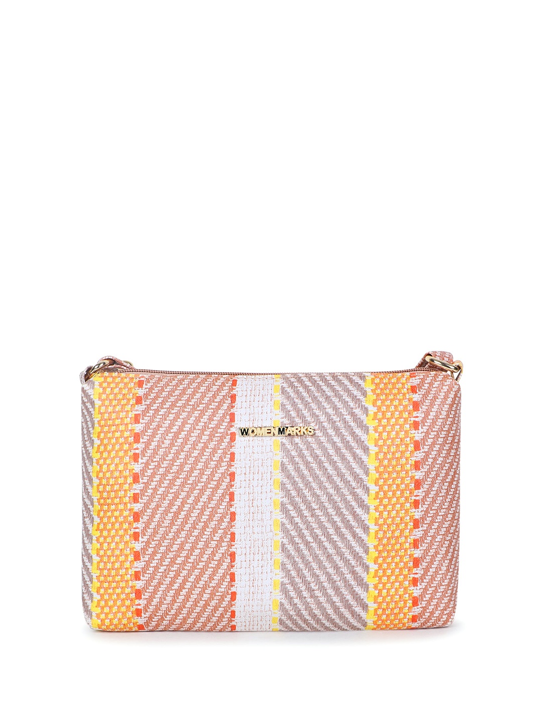 

WOMEN MARKS Textured Structured Sling Bag, Orange