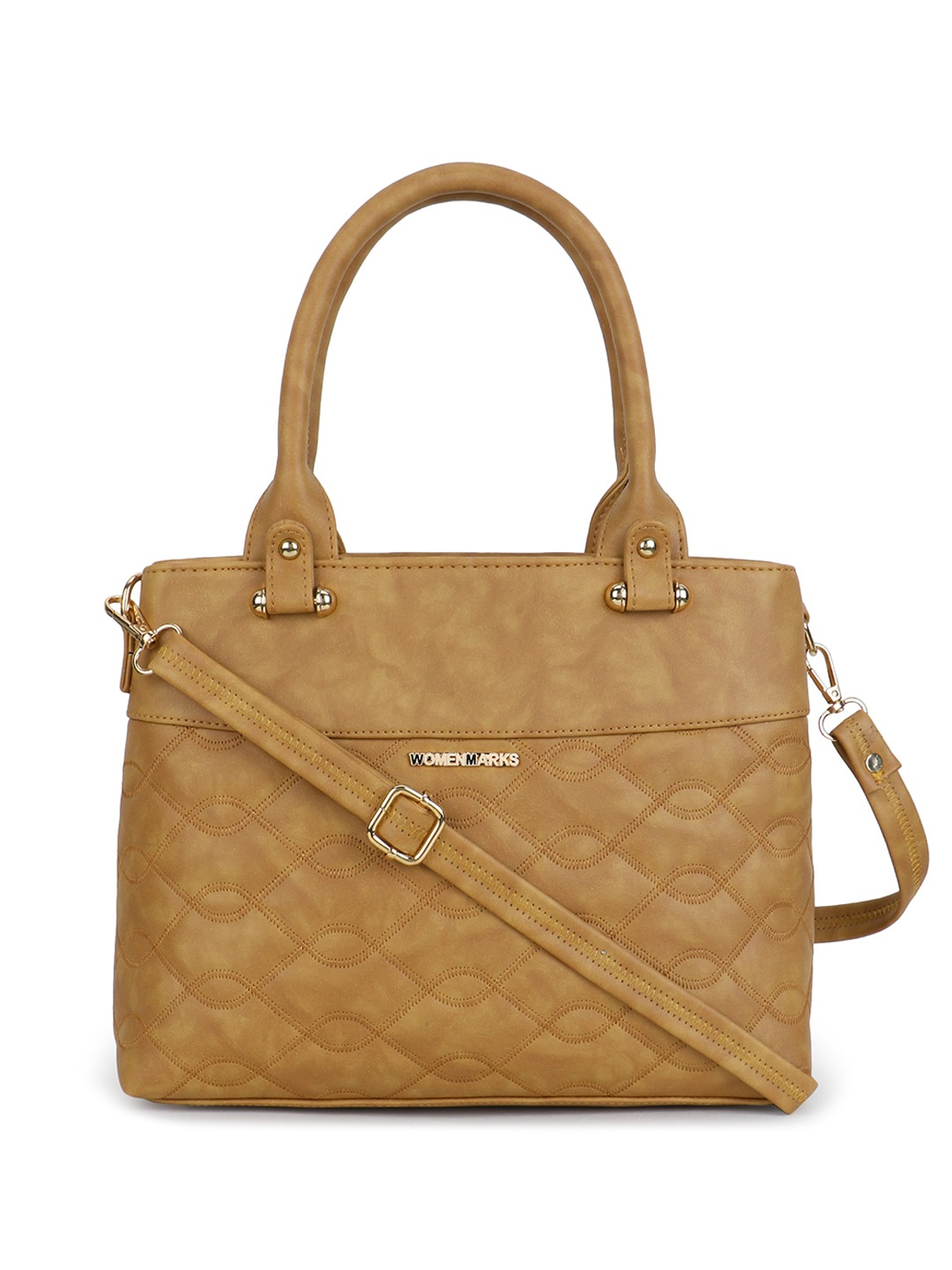 

WOMEN MARKS Textured Structured Handheld Bag, Beige