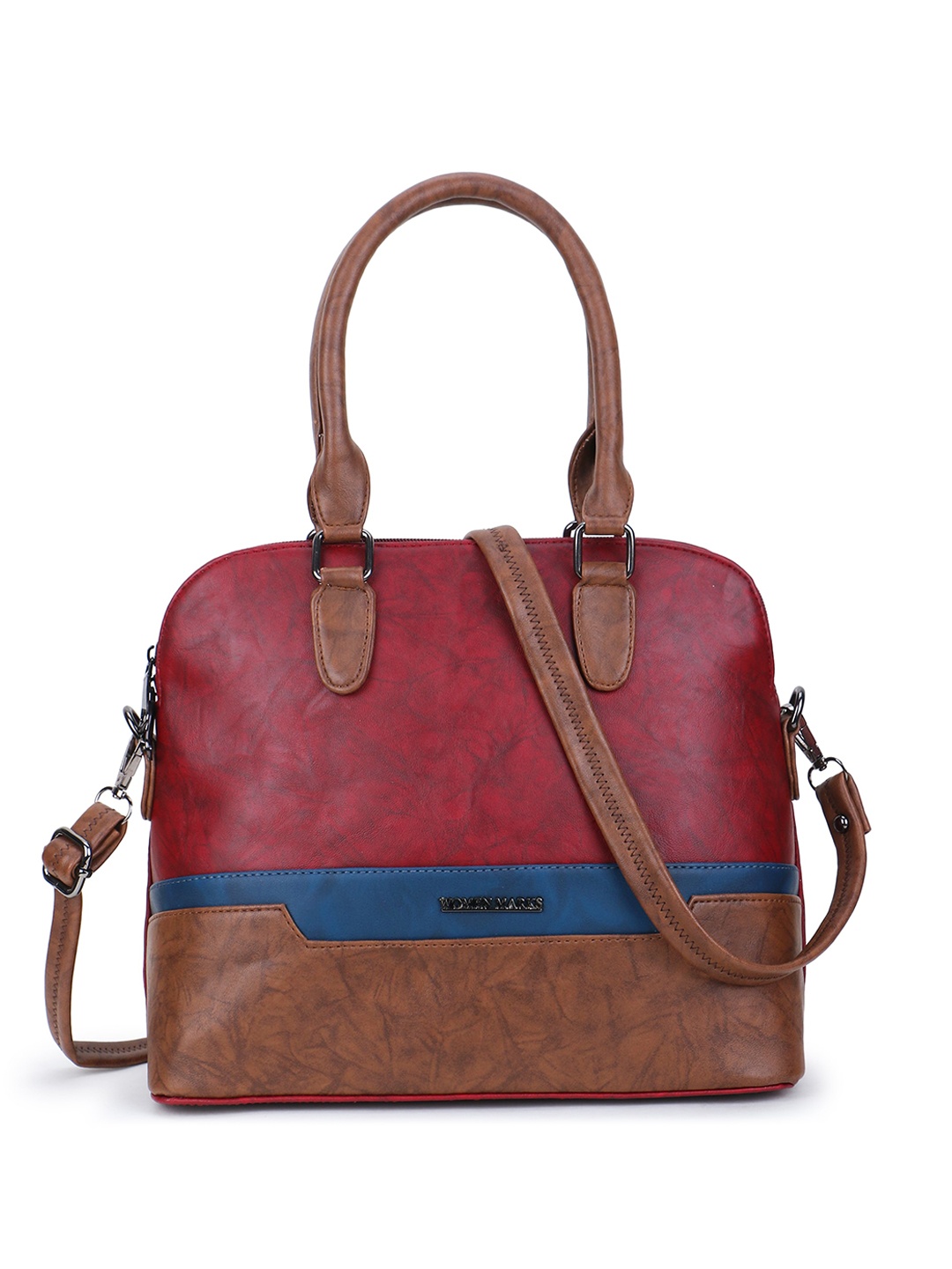 

WOMEN MARKS Colourblocked PU Structured Handheld Bag, Maroon