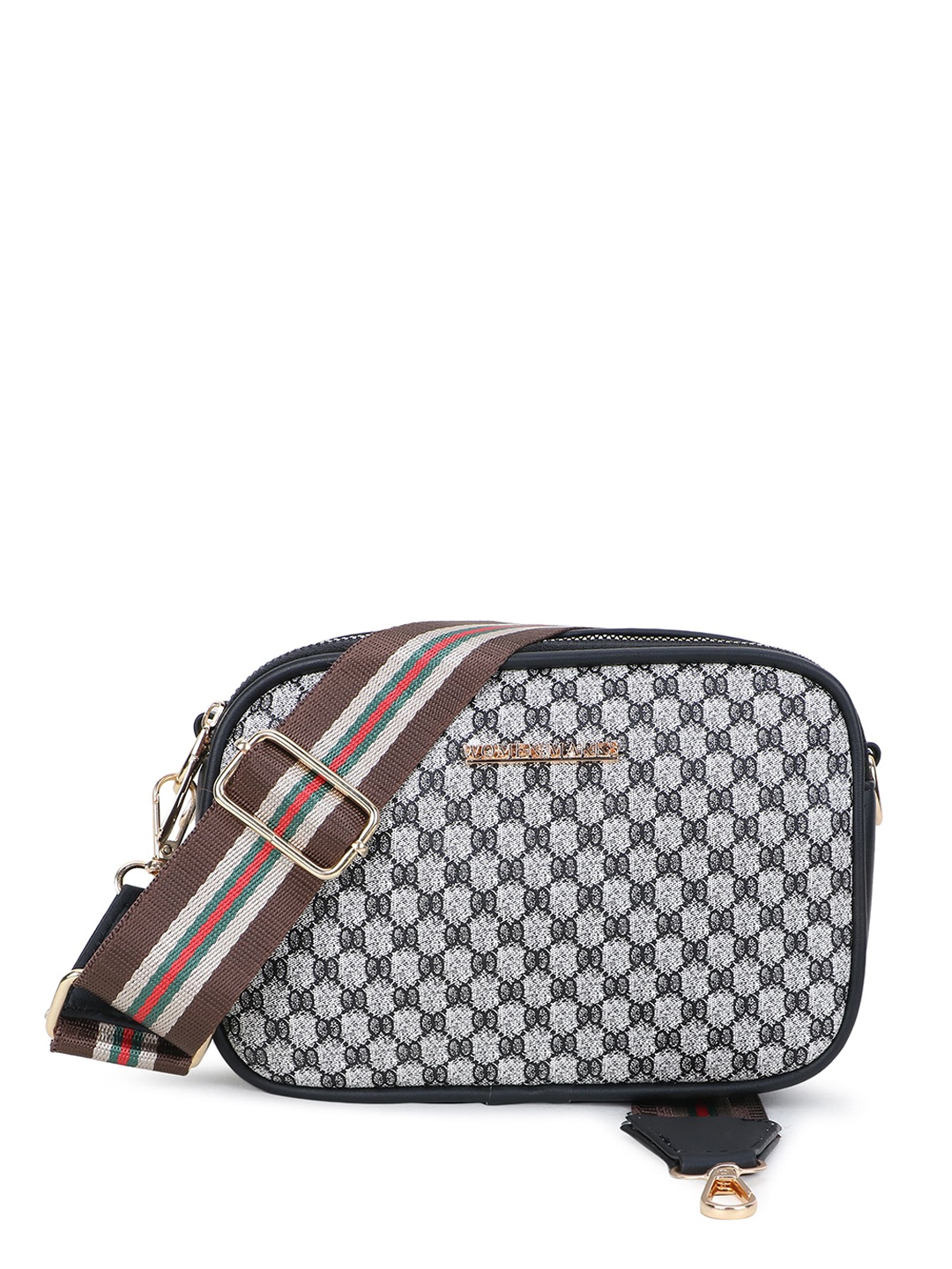 

WOMEN MARKS Textured PU Structured Sling Bag, Black